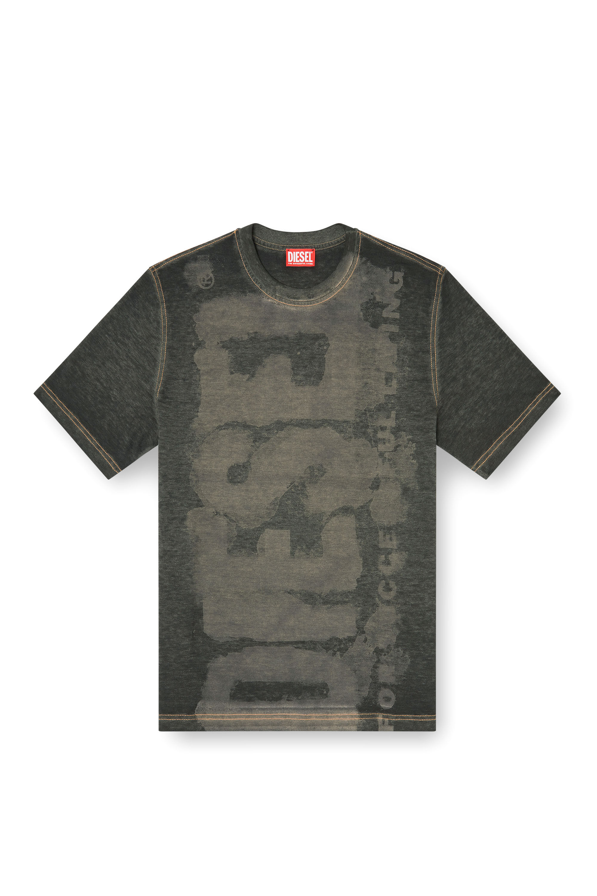 Diesel - T-ADJUST-R18, Herren Logo-T-Shirt aus Dévoré-Piqué in Schwarz - 2