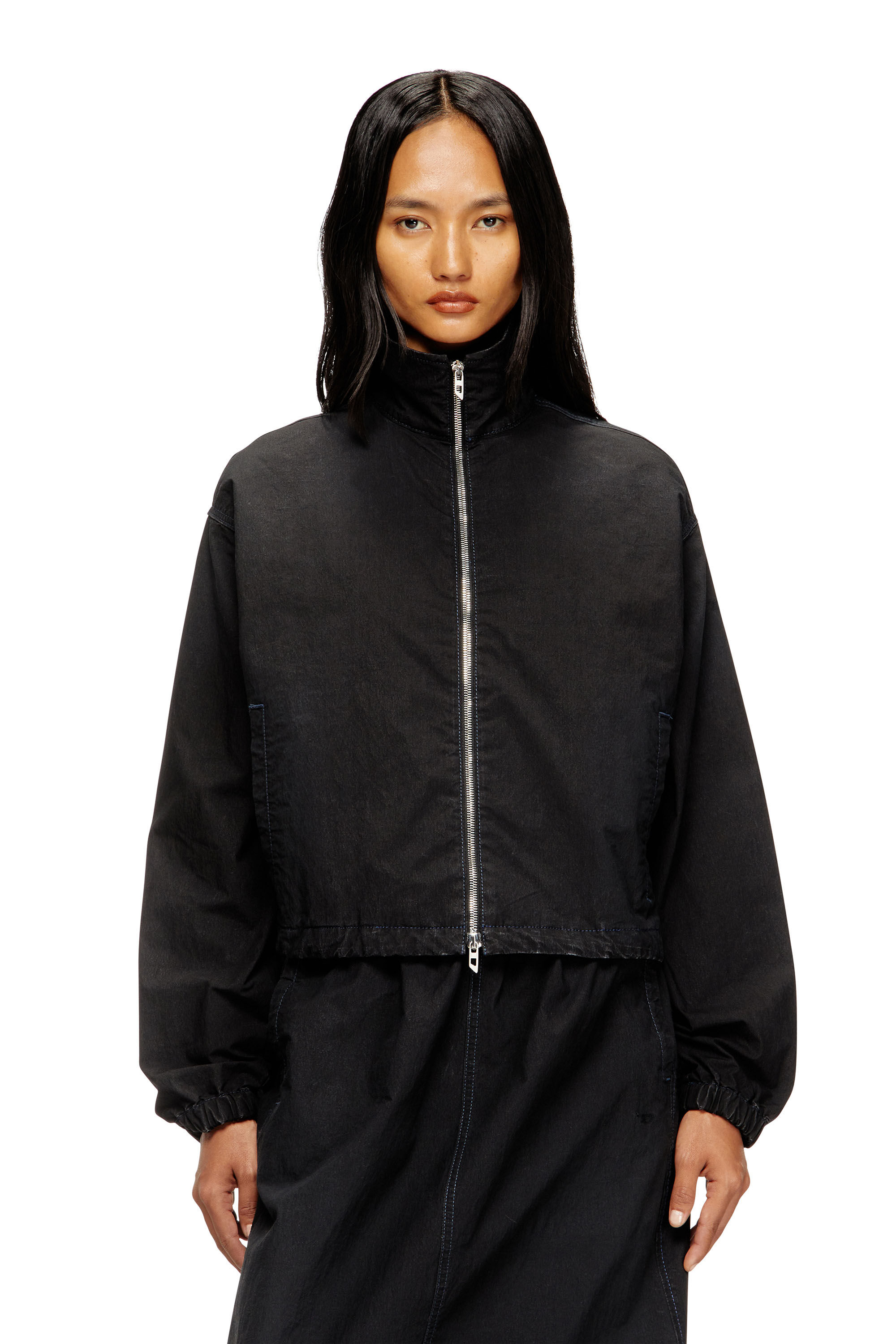Diesel - DE-SANDERZ JOGG, Damen Technische hochgeschlossene Jacke aus JoggJeans in Schwarz - 3