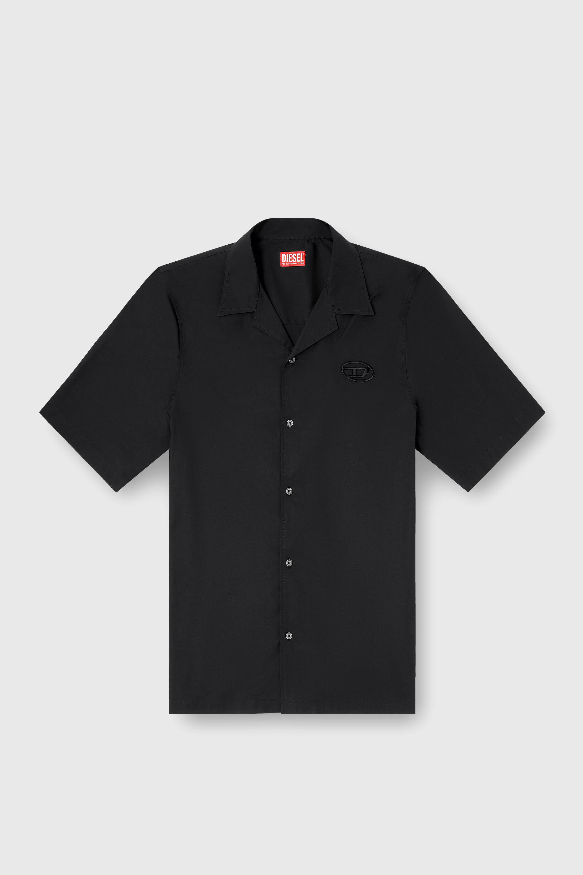 Diesel - S-MAC-GSBH, Herren Stretch-Popeline-Hemd mit Oval-D-Stickerei in Schwarz - 2