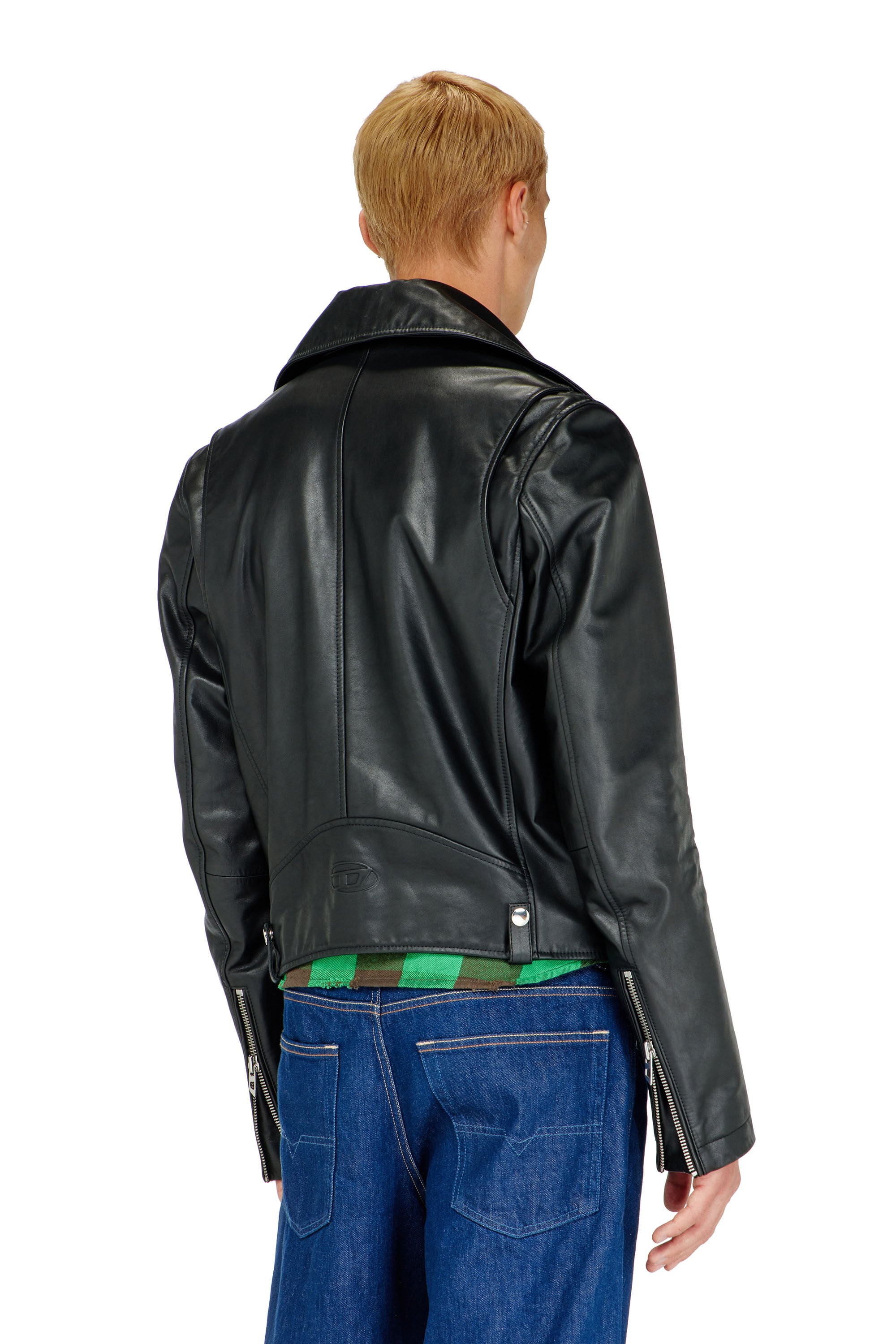 Diesel - L-EO-WRD, Herren Bikerjacke aus gewachstem Leder in Schwarz - 4