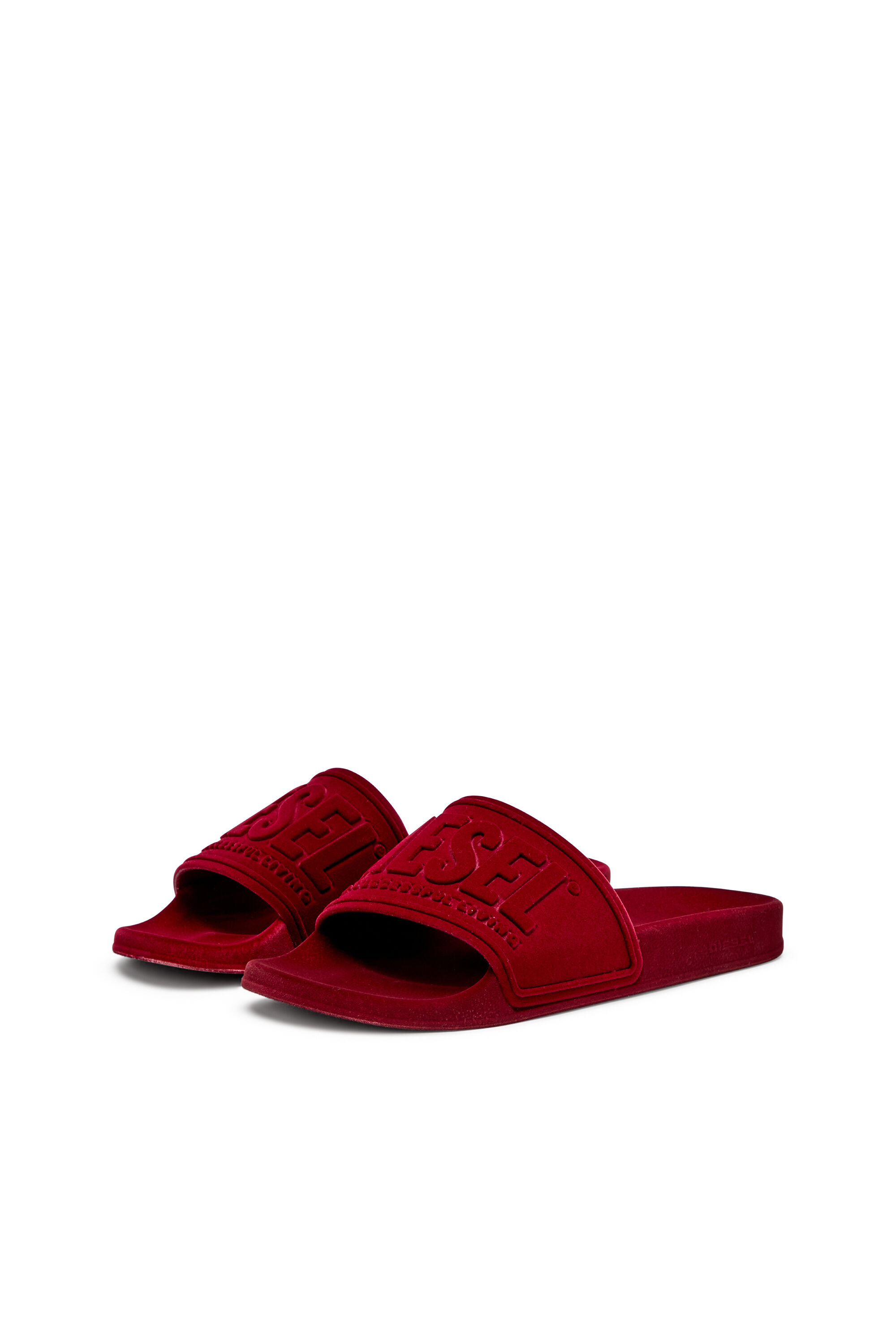 Diesel - SA-MAYEMI CC W, Damen Sa-Mayemi-Poolschlappen mit samtiger Beflockung in Rot - 8