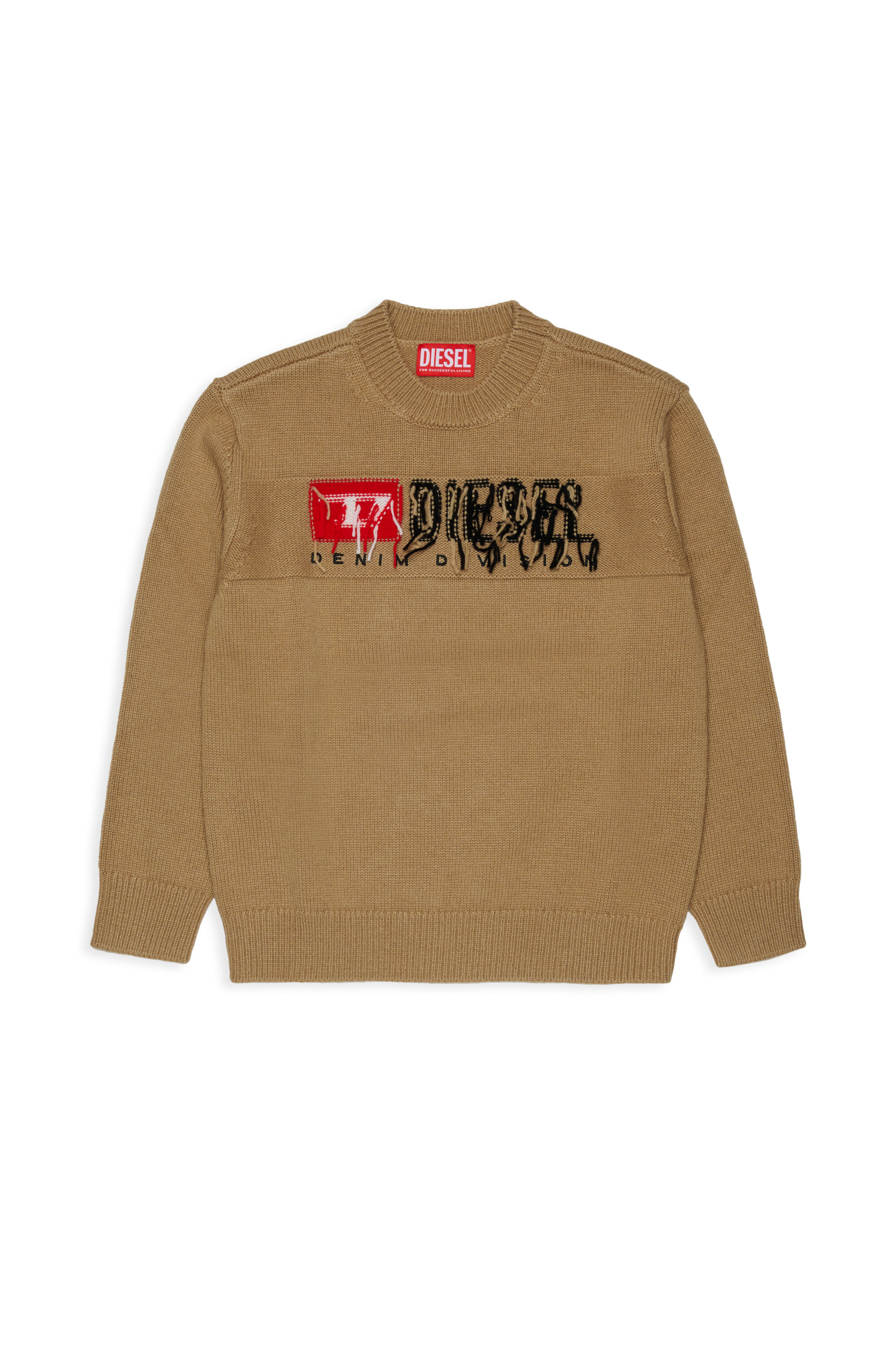 Diesel - KONZI OVER, Herren Pullover mit Kaschmir-Anteil und destroyed logo in Braun - 1