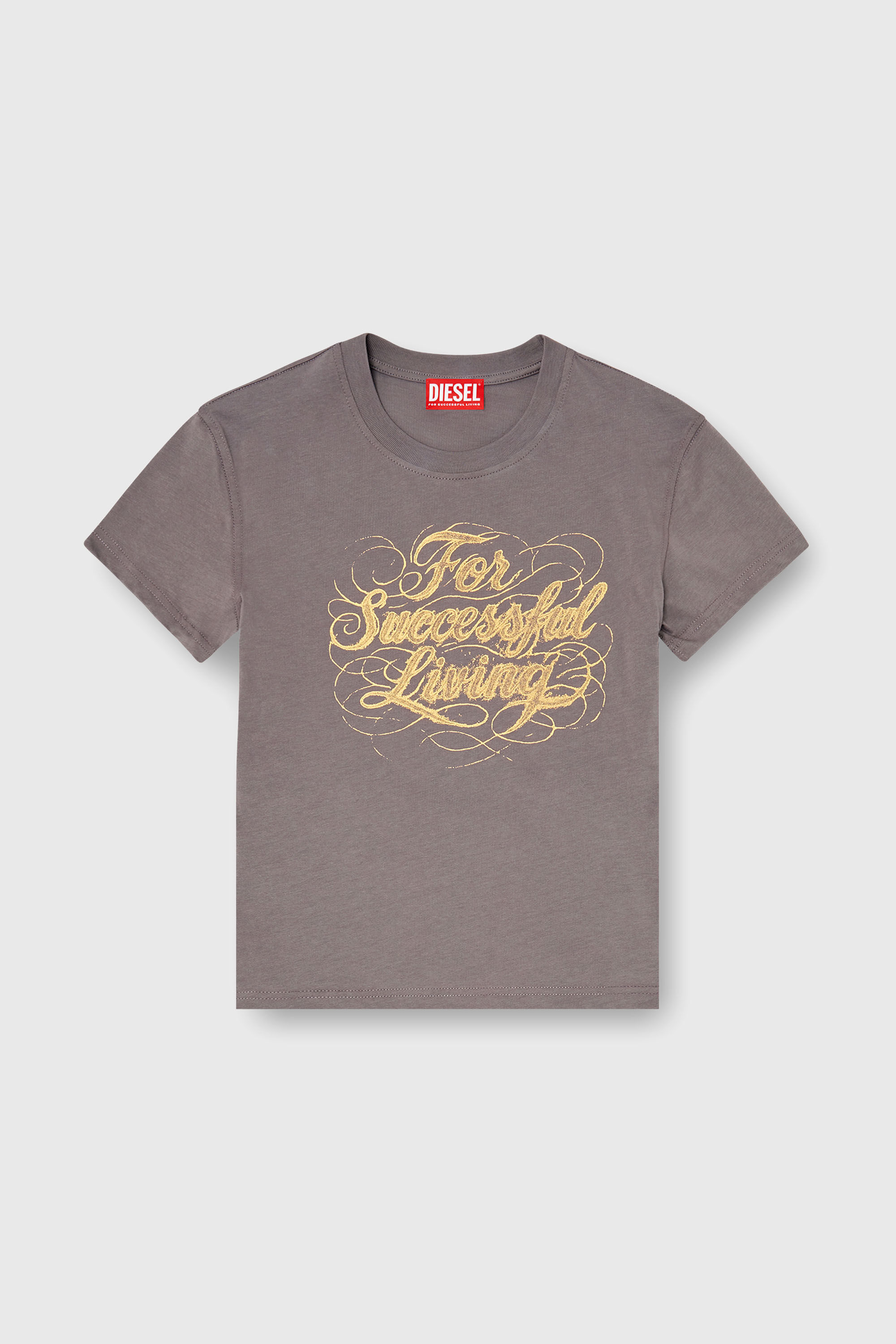 Diesel - T-ILA-AA4, Damen T-Shirt mit Logo-Print in Grau - 2