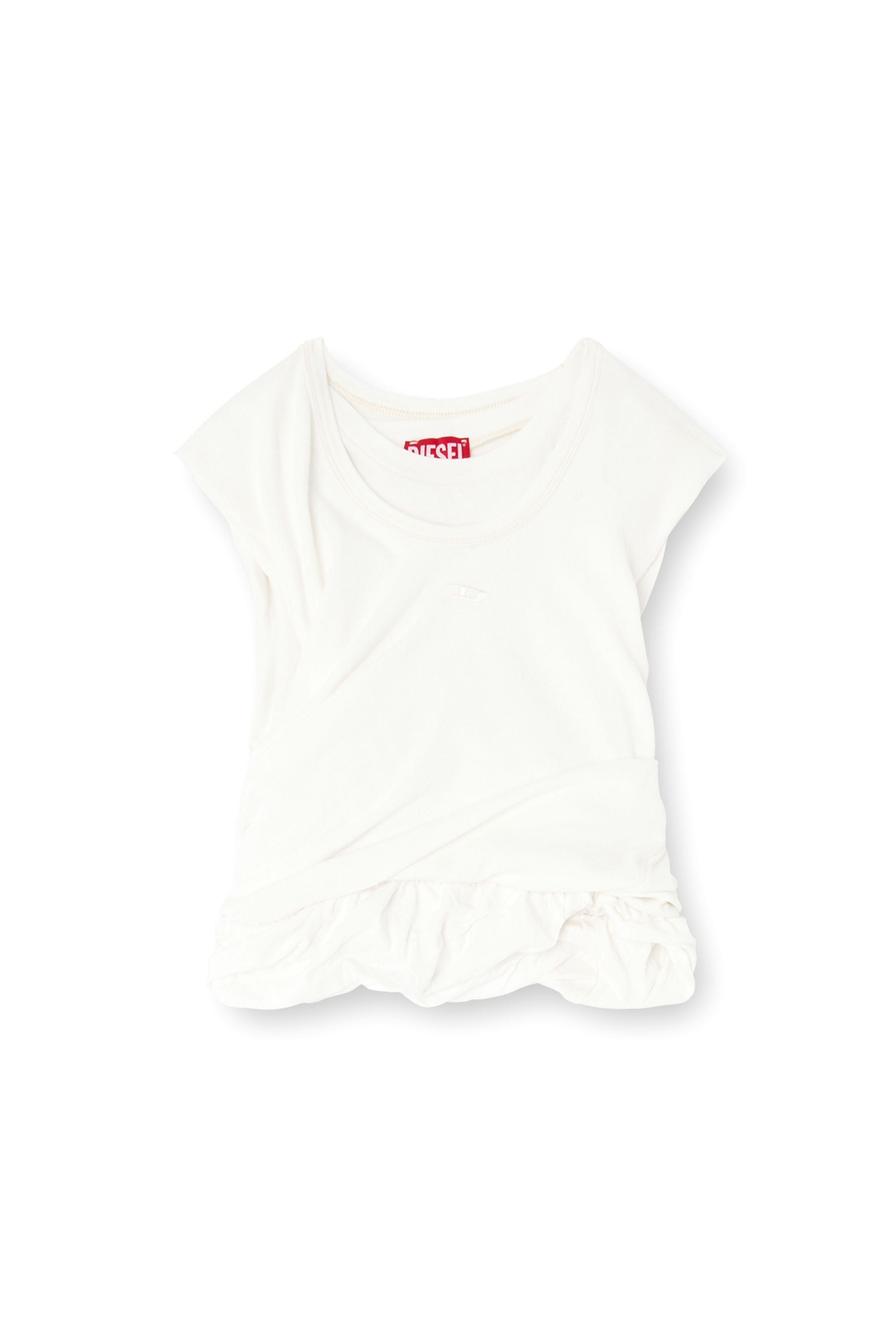 Diesel - T-WISHER-RIB-PL, Damen Tanktop aus doppellagigem Jersey mit Raffung in Wei&szlig; - 2