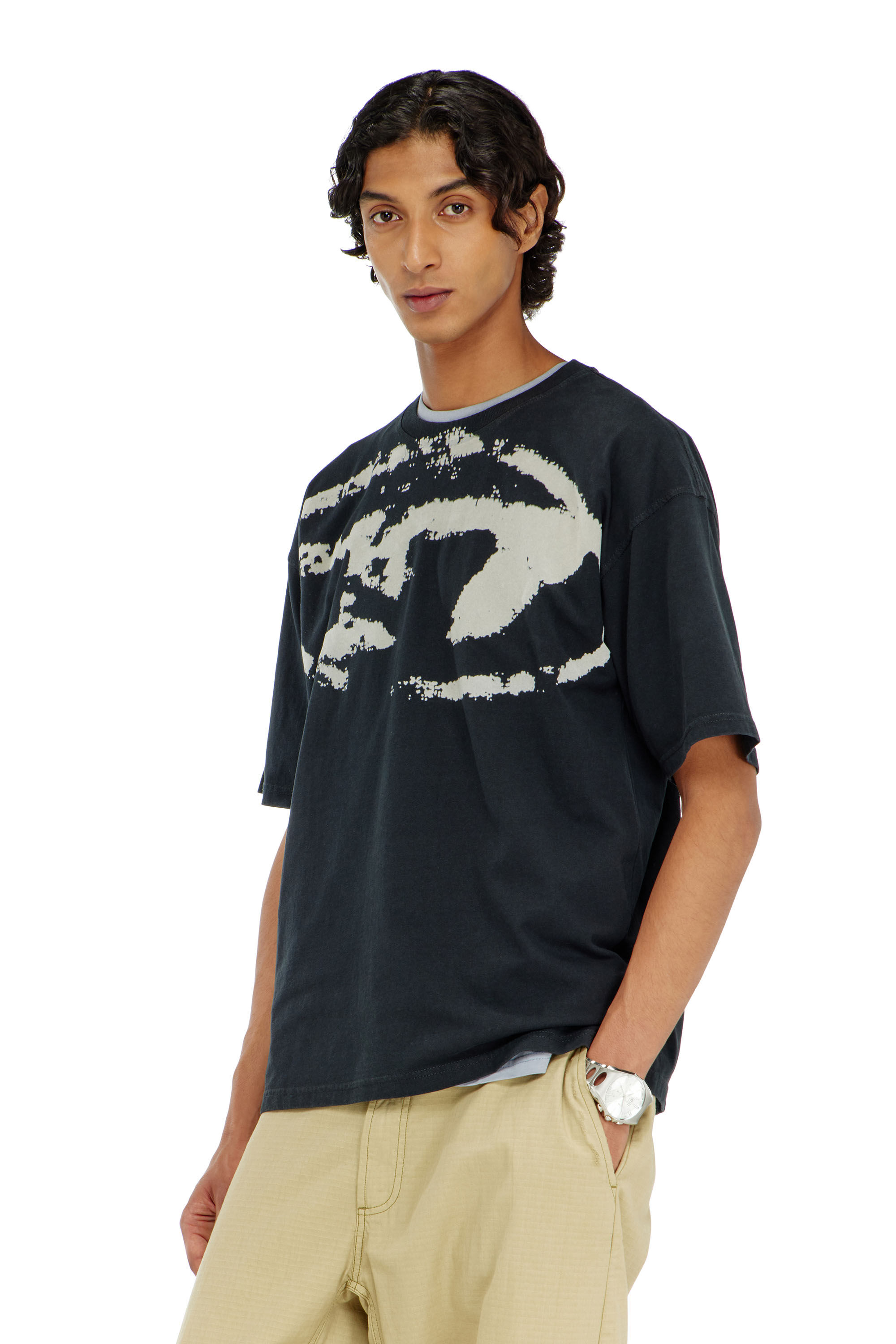Diesel - T-BOXT-N14, Herren T-Shirt mit beflocktem Distressed-Logo in Schwarz - 3