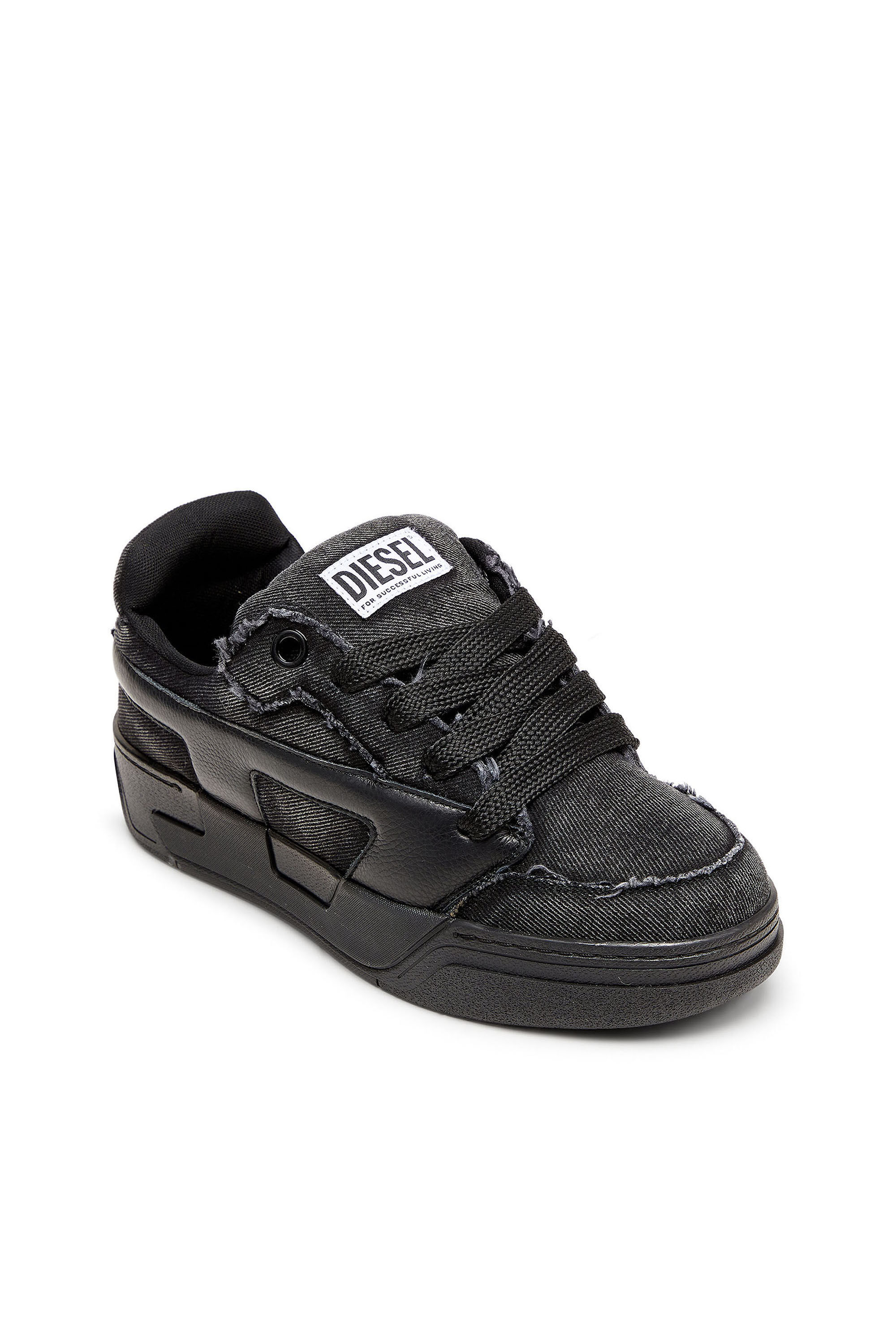 Diesel - S-D-OLLIE LOW, Herren S-D-Ollie - Sneakers aus ausgefranstem denim und Leder in Schwarz - 6