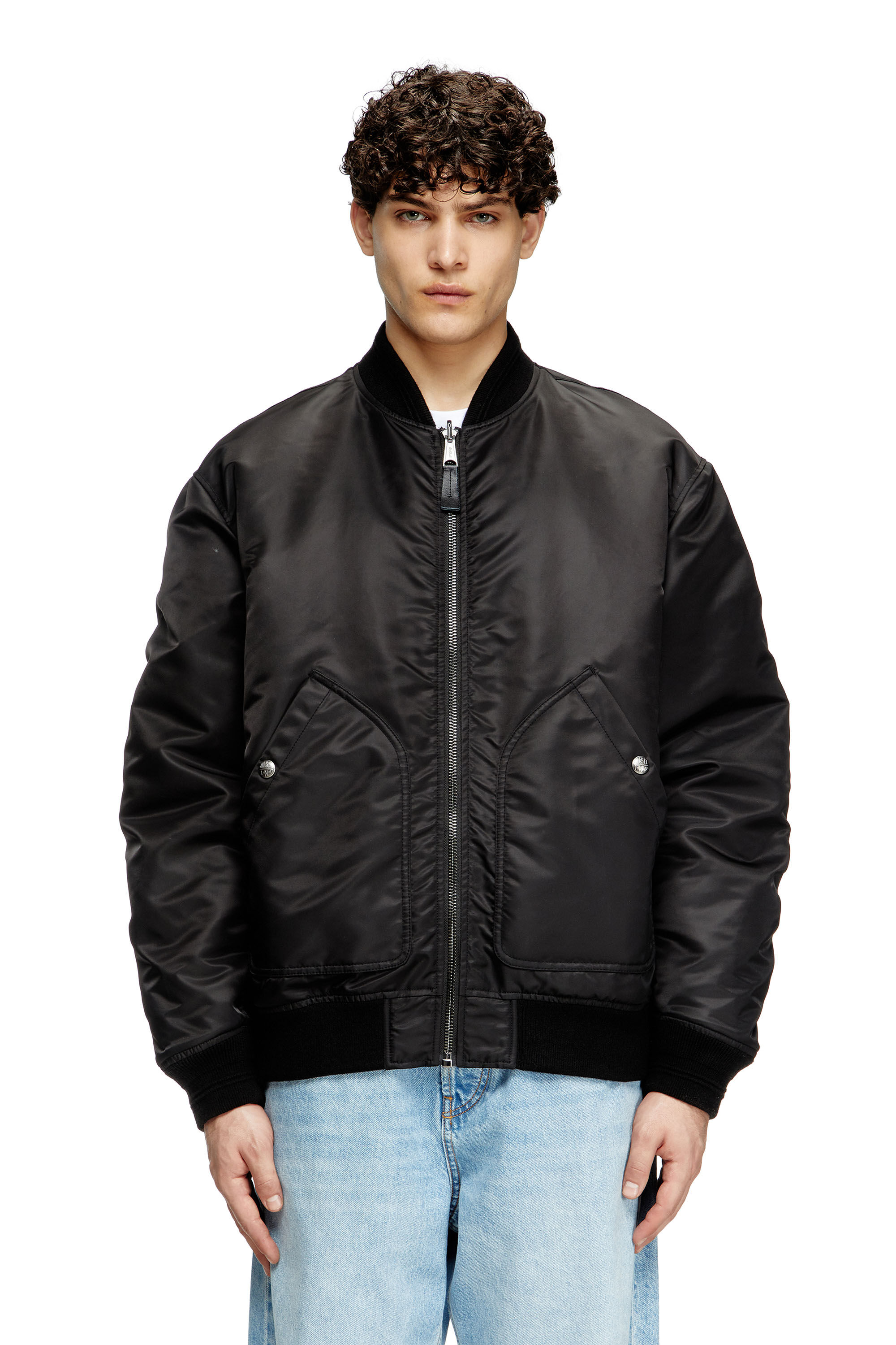 Diesel - J-HELD, Herren Bomberjacke aus gefüttertem Nylon mit Oval D in Schwarz - 3