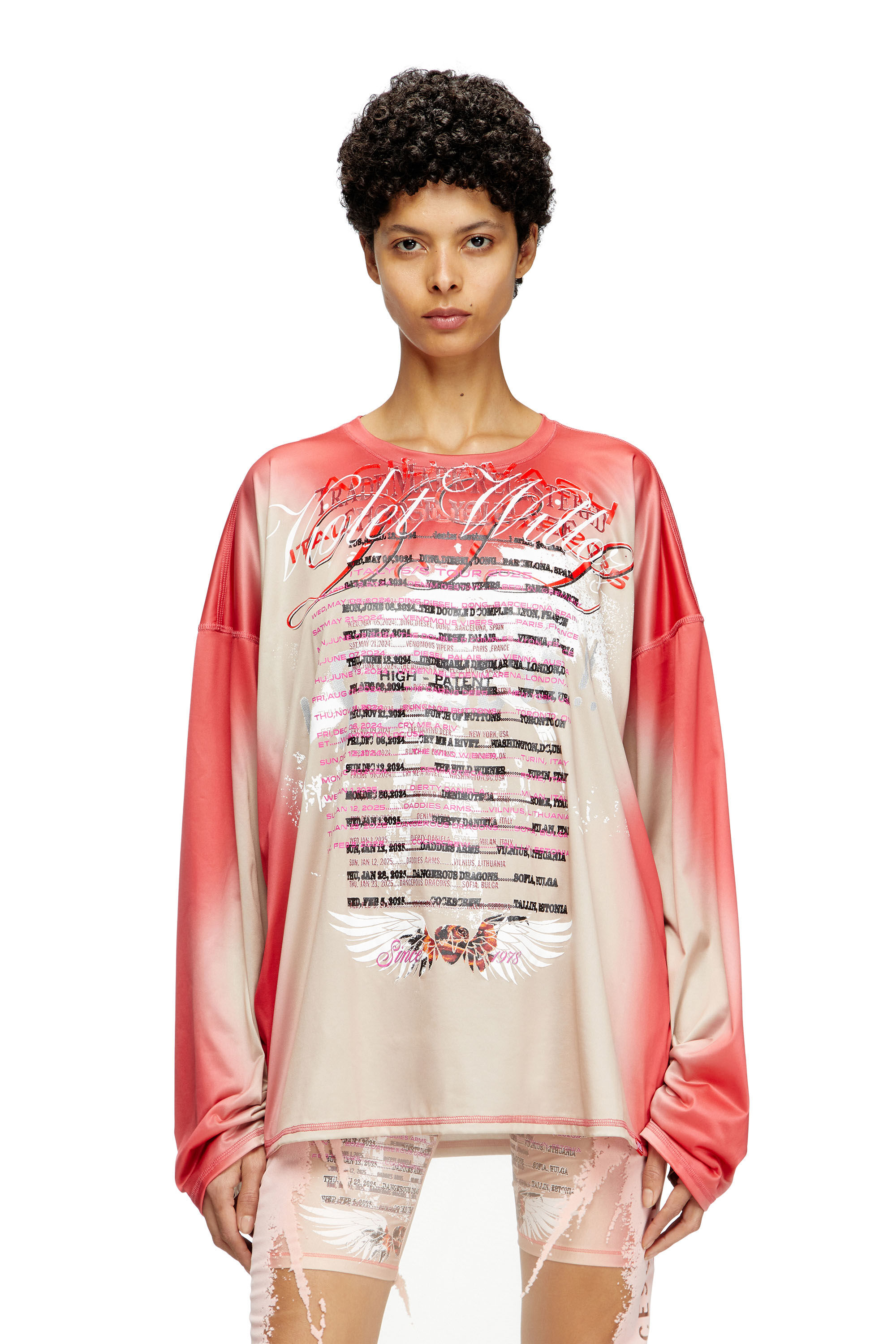 Diesel - T-OLAVI-BB, Unisex Langarm-Tech-T-Shirt aus Jersey mit Text-Print in Rosa - 6