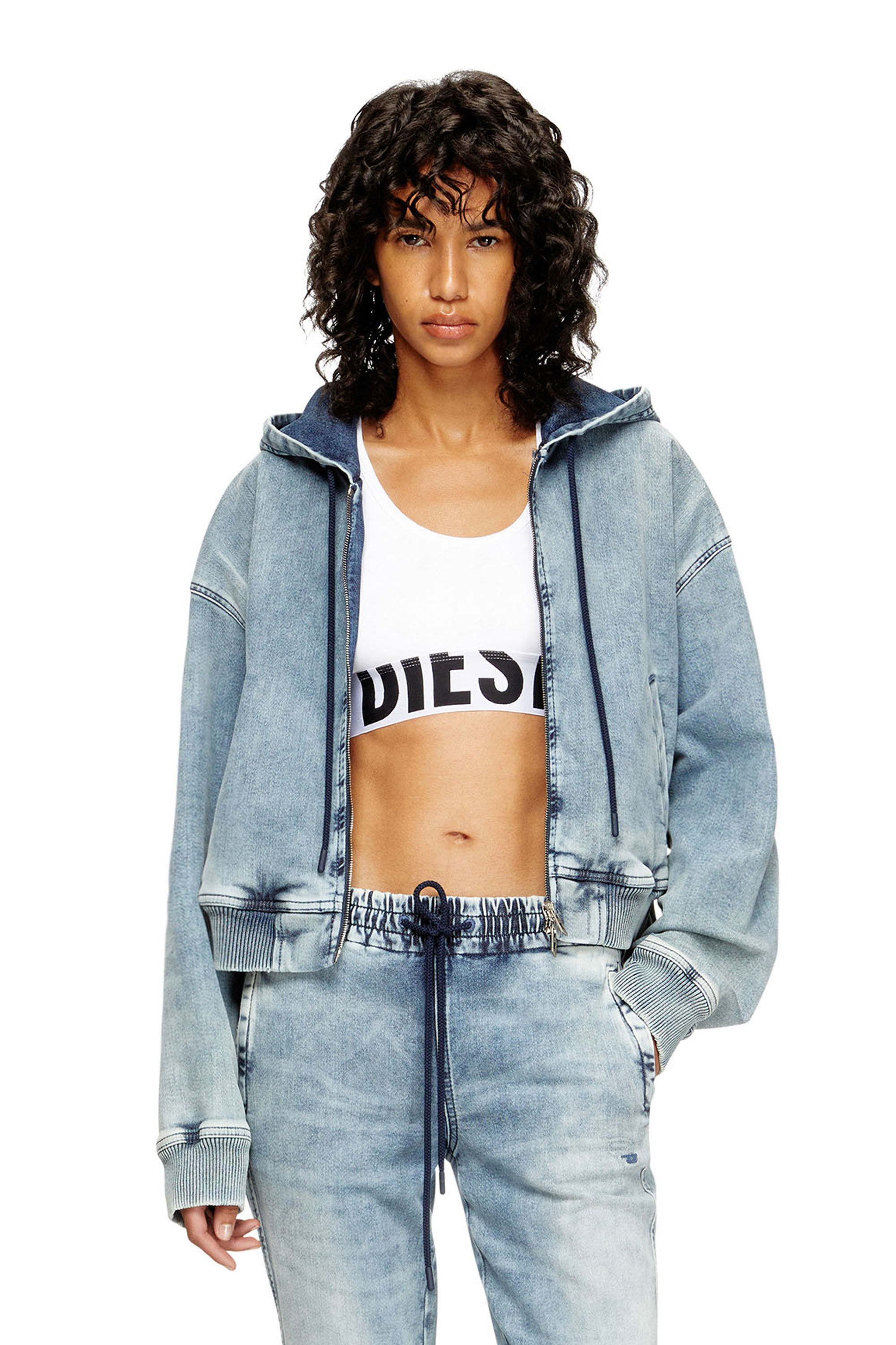 Diesel - UFSB-COTTON-RACE-BRALETTE-XL, Damen Sport-BH mit Cut-off-Logo in Wei&szlig; - 5