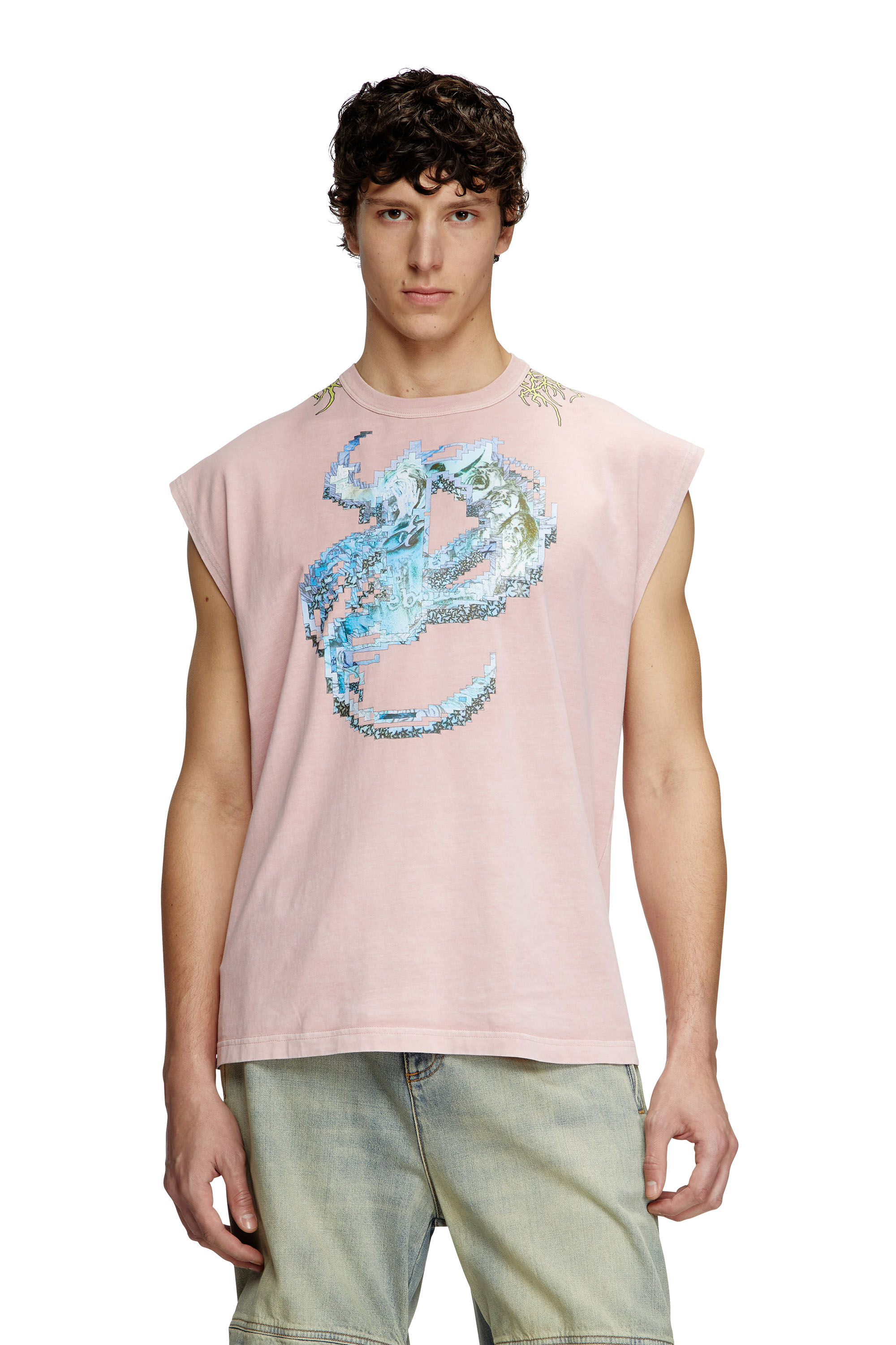 Diesel - T-BOXT-SL-R1, Herren Tanktop mit Tattoo-Grafiken in Rosa - 3