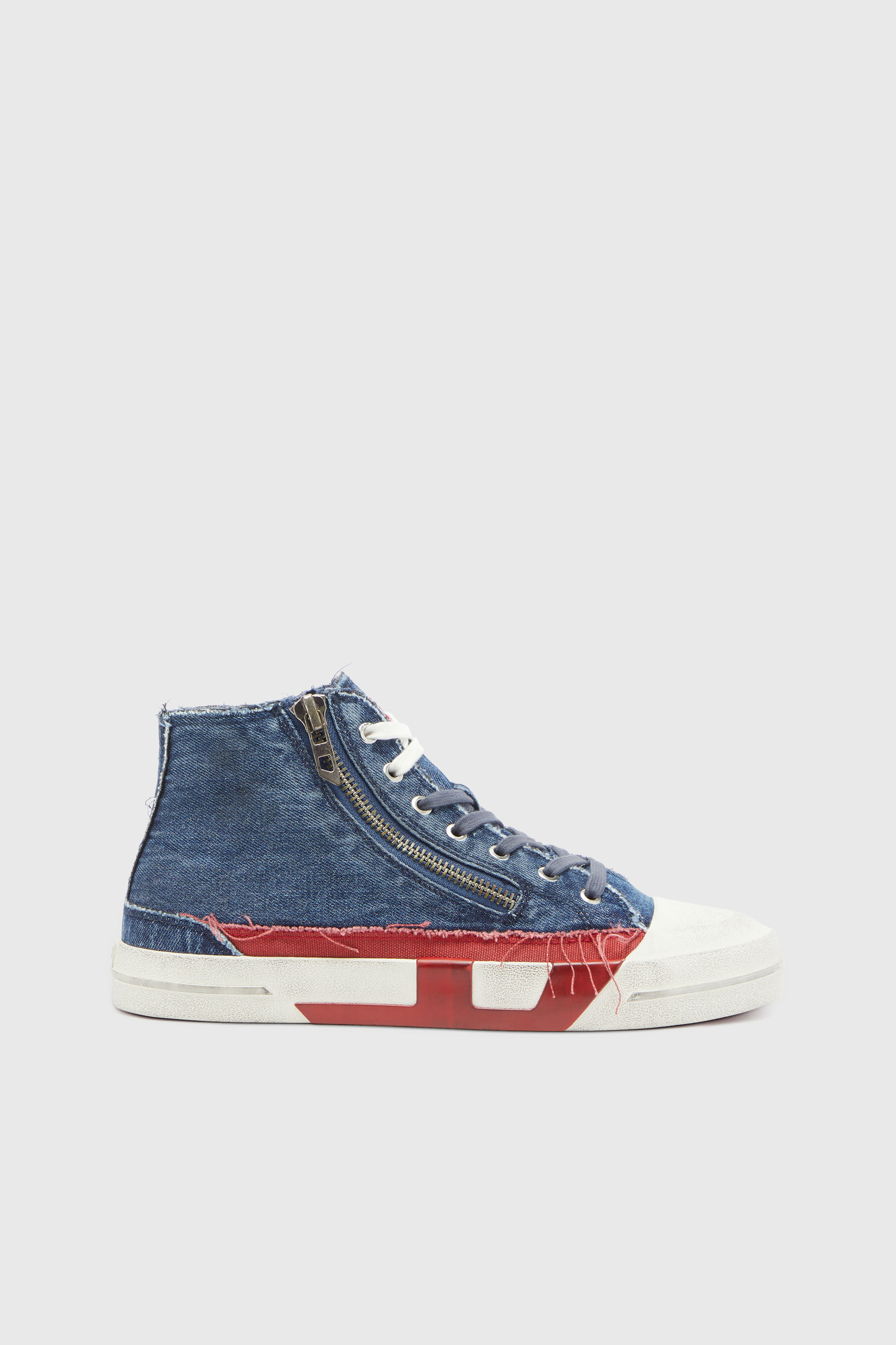 Diesel - S-D-VERSE ZIP MID II, Herren S-D-Verse - Denim-Sneaker mit D-Logo in Mittelblau - 1