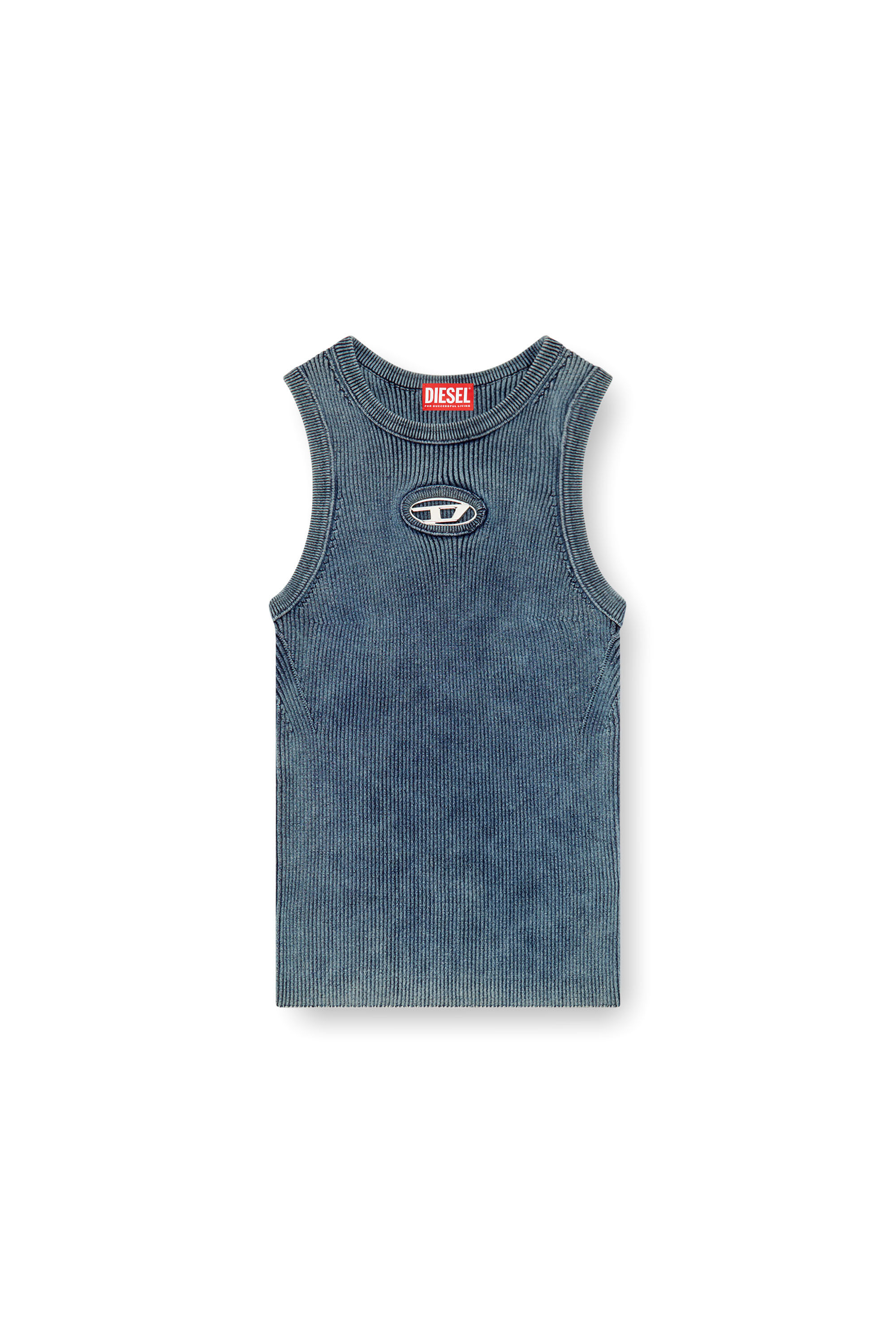 Diesel - M-ANCHOR-A-SL, Damen Tank-Top aus Rippstrick mit Oval D in Dunkelblau - 2