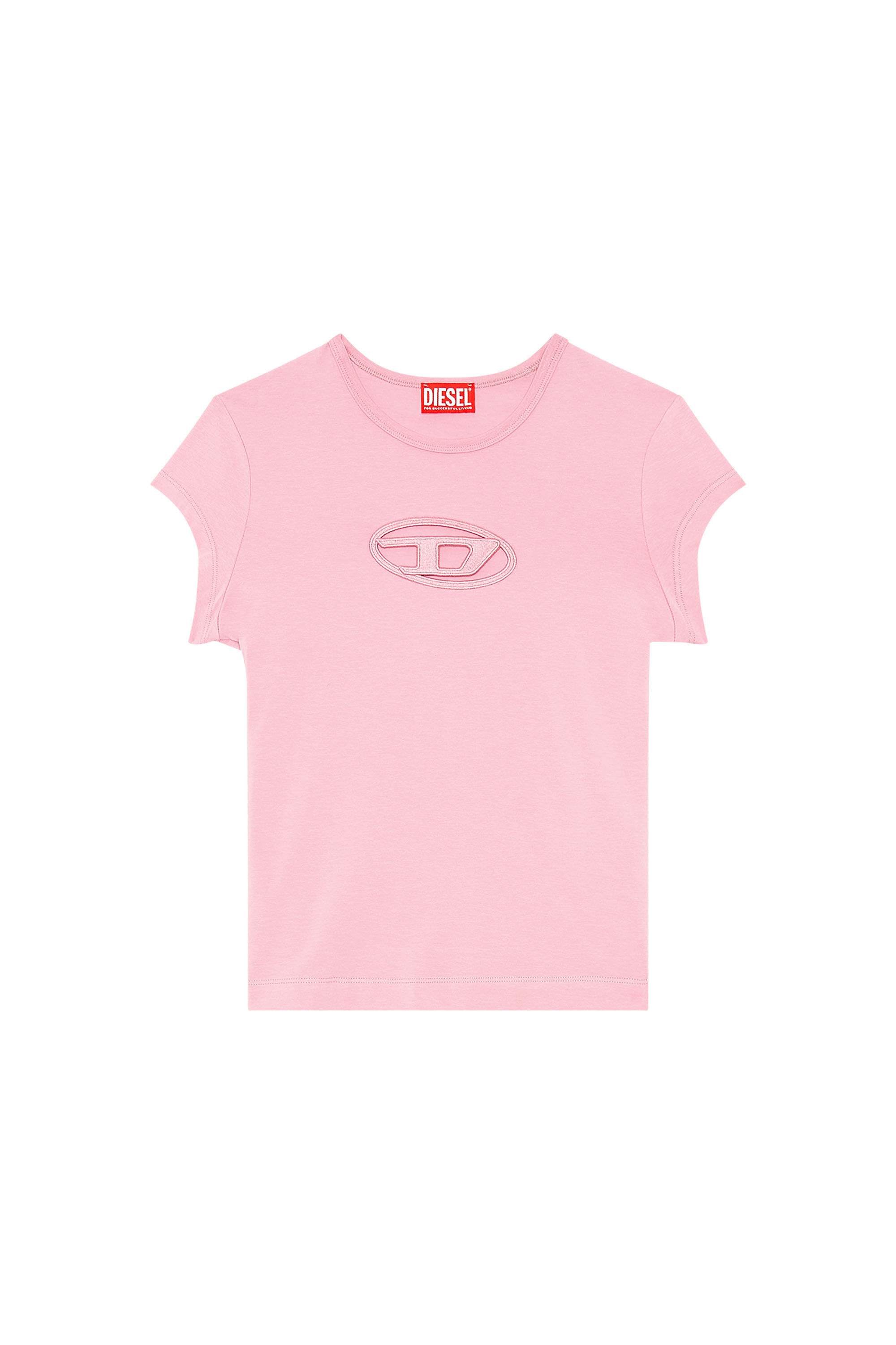 【国内即発】DIESEL T-ANGIE コットンジャージーTシャツ T-ANGIE Woman: Cotton T-shirt with cut-out D logo | Diesel