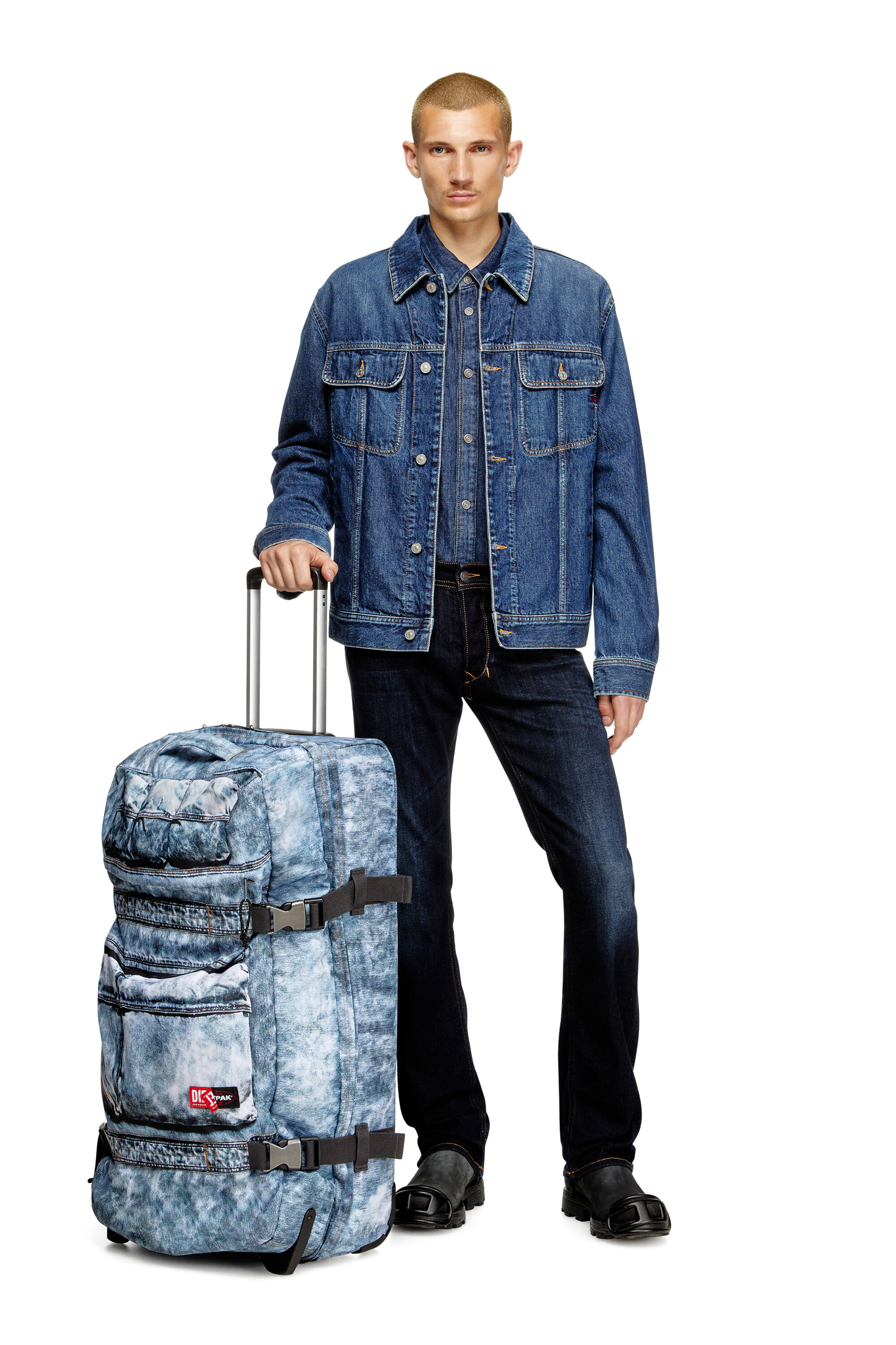 Diesel - DIESEL TRANSIT'R L, Unisex Reisewagen aus Trompe l'œil-Denim in Blau - 6