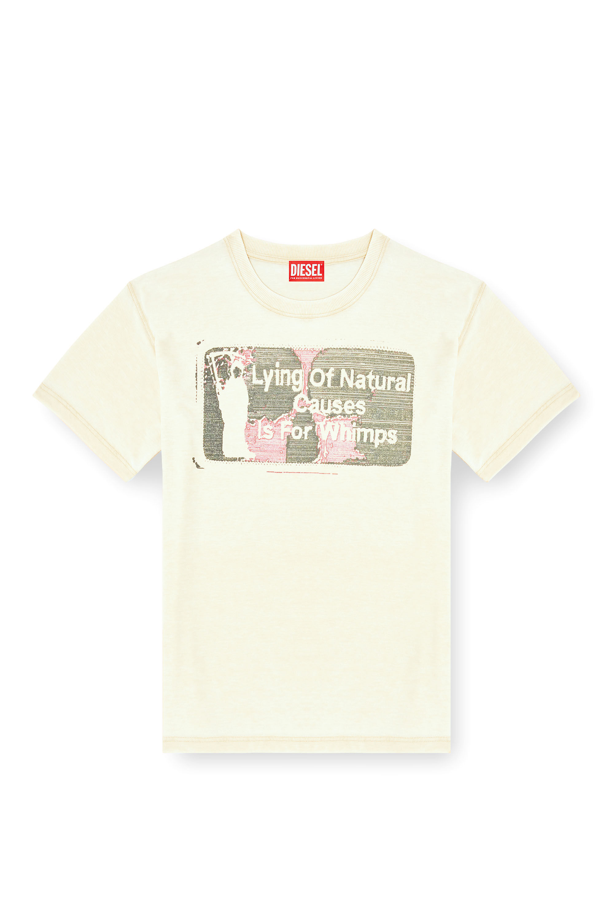 Diesel - T-NORM-T2, Herren Slogan-T-Shirt mit Burnout-Waschung in Beige - 2