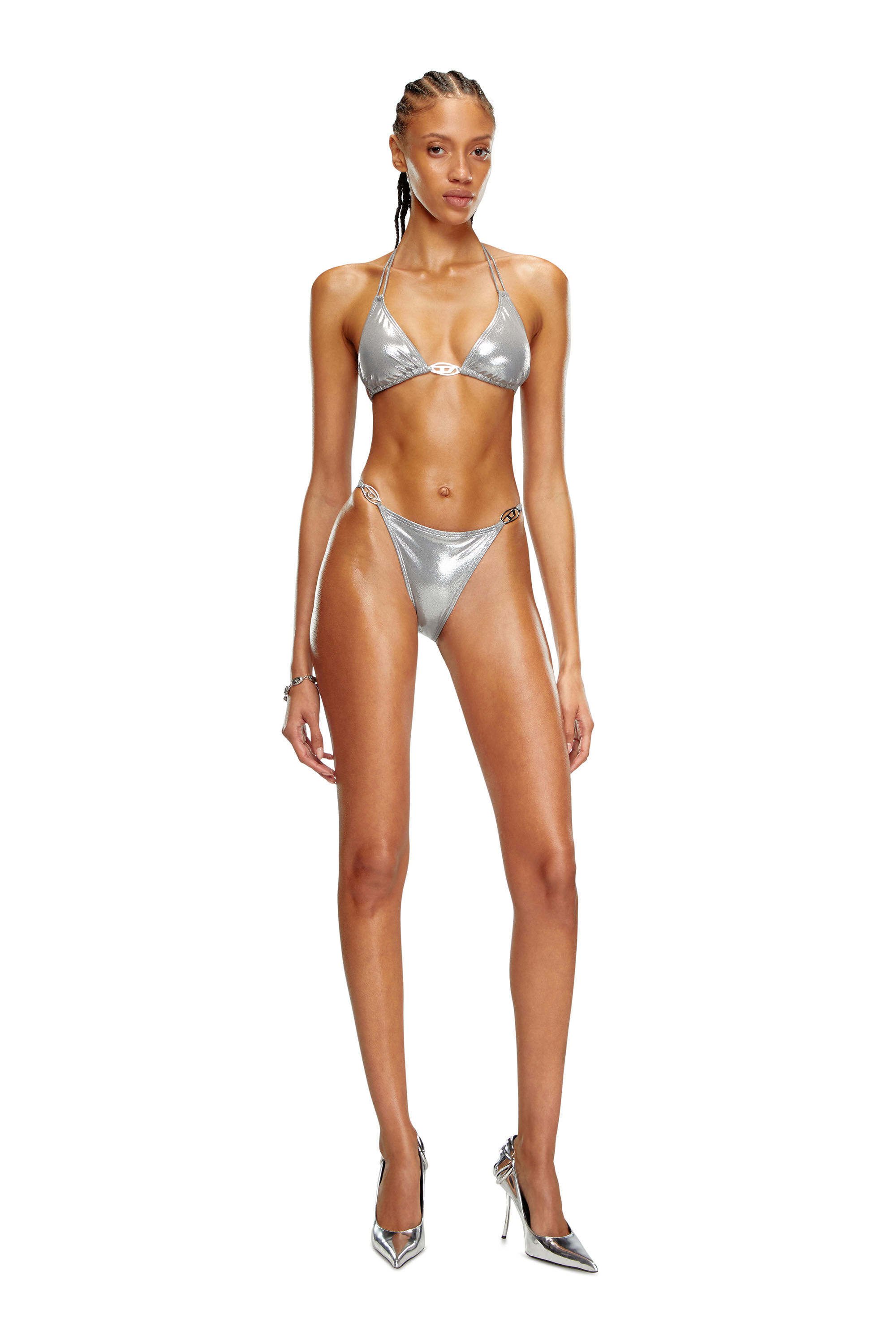 Diesel - BFB-SEES-O, Damen Bikini-Top mit Oval D-Plakette in Silber - 2