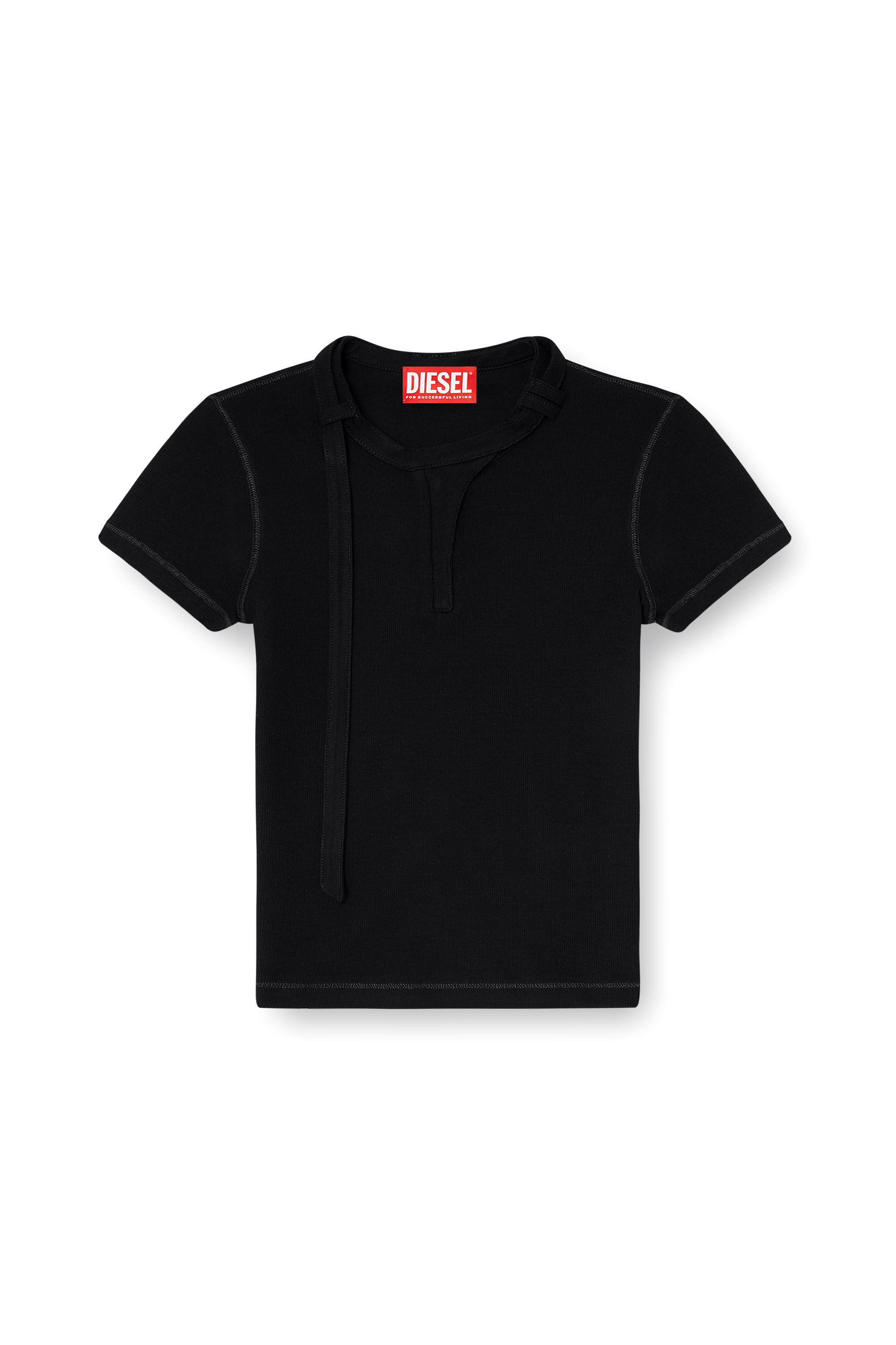 Diesel - T-IARAS, Damen Ripp-Jersey-Top mit Biker-Nackenriemen in Schwarz - 2