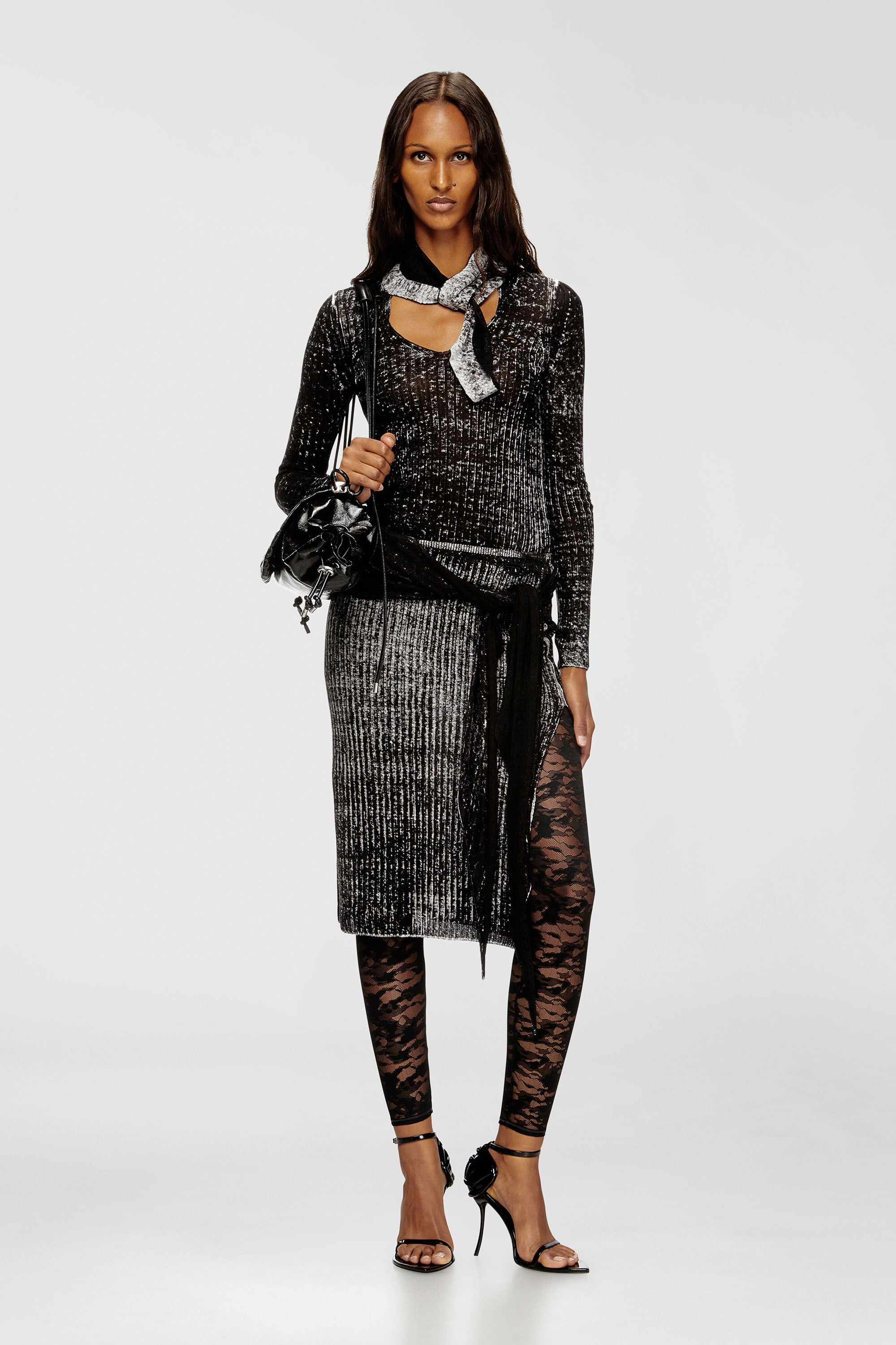 Diesel - CLAIRE-UTLT, Damen Leggings mit Camouflage-Spitze in Schwarz - 5