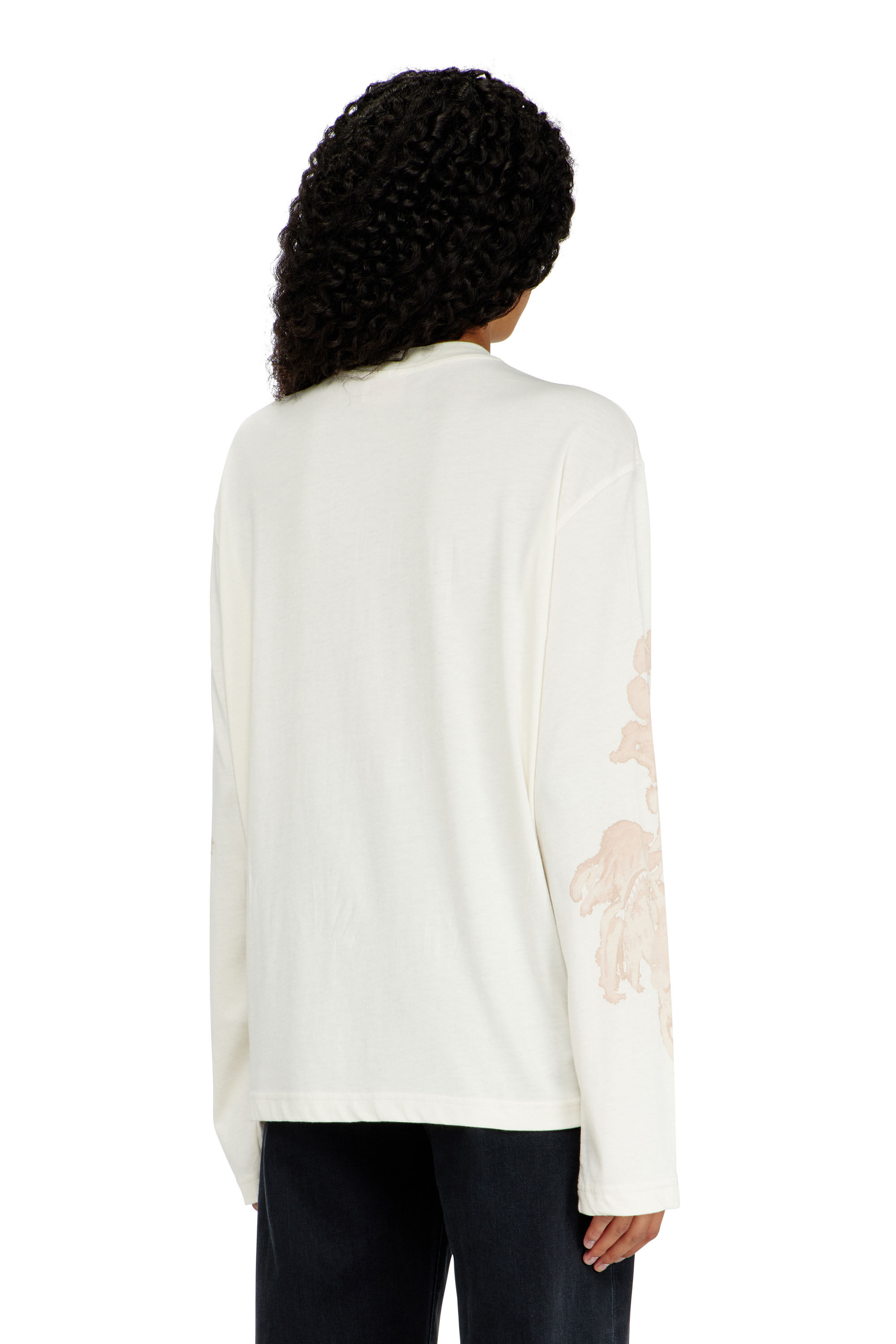 Diesel - T-HILARY-LS-AA1, Damen Langarmshirt aus Baumwolle mit Grafikprint in Wei&szlig; - 4