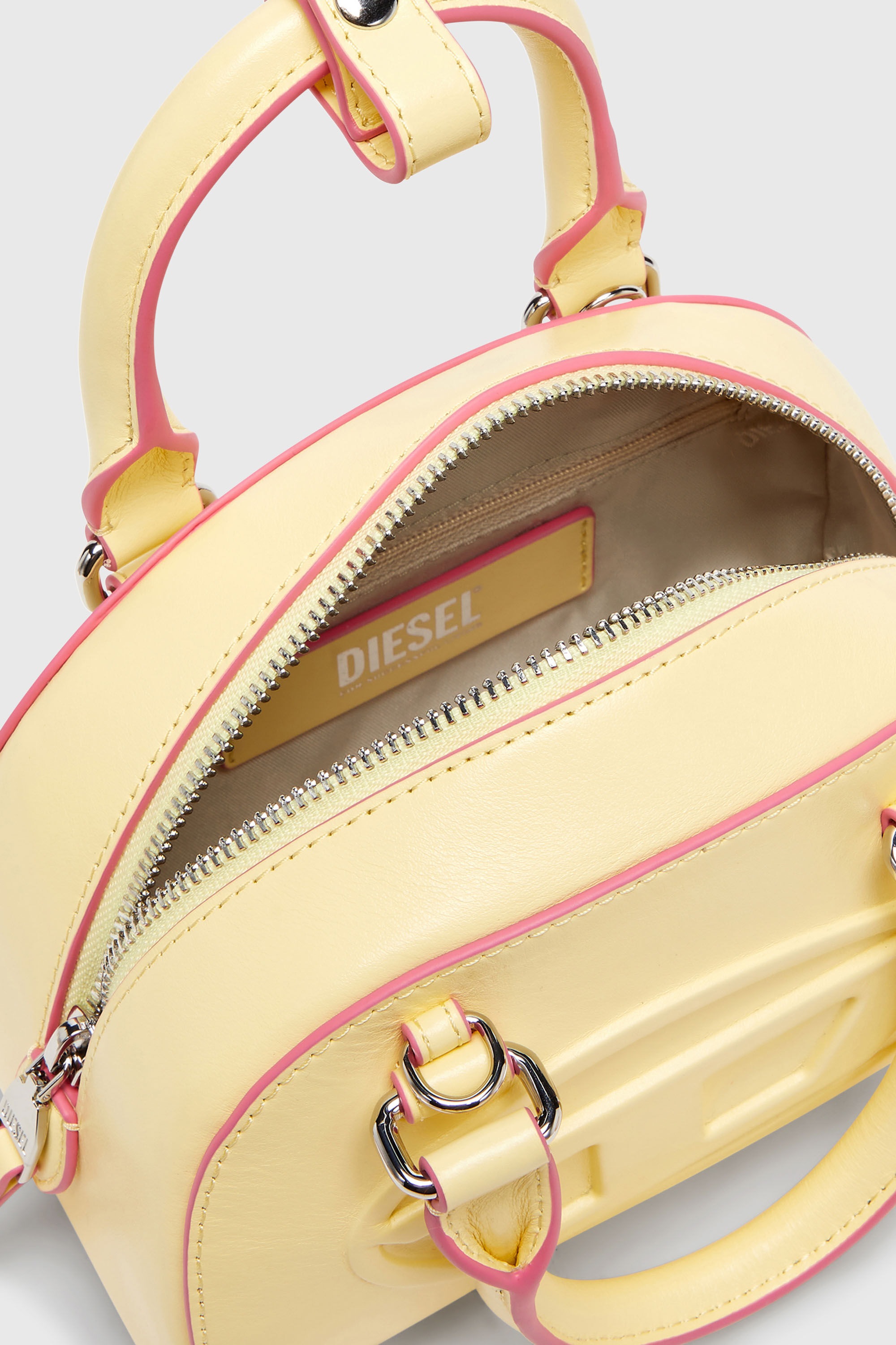 Diesel - 1DR DOME CROSSBODY, Damen 1DR Dome-Kleine-Bowling-Tasche aus Leder in Gelb - 4