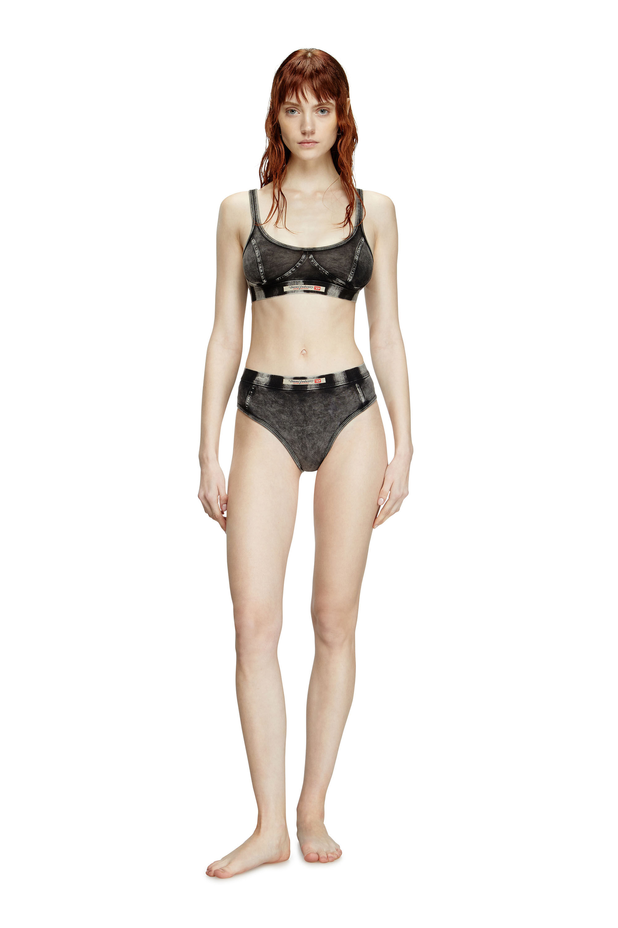 Diesel - KASSIE-DNM, Damen Bralette aus Jersey in Denim-Optik in Schwarz - 4
