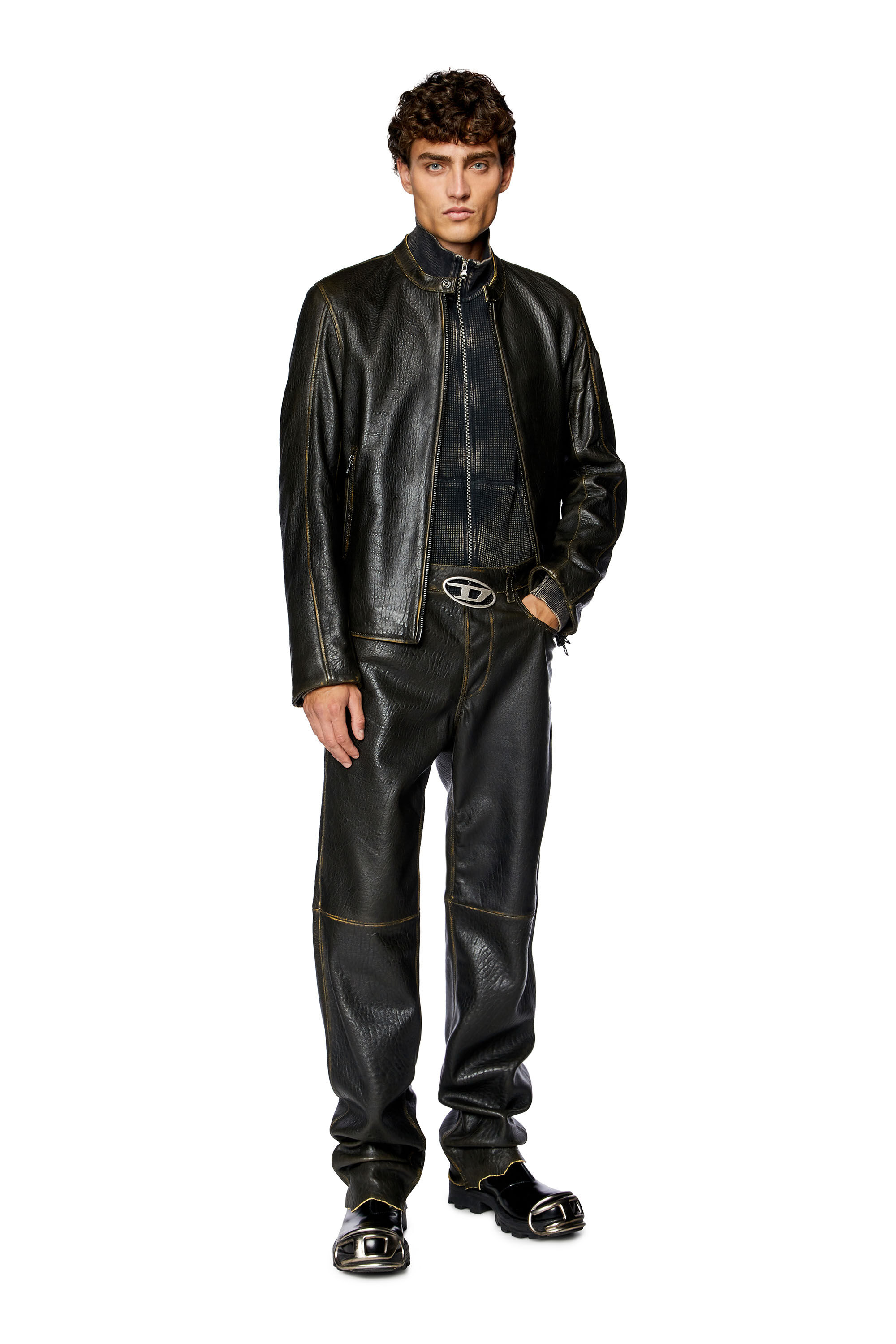 Diesel biker lederjacke herren clearance