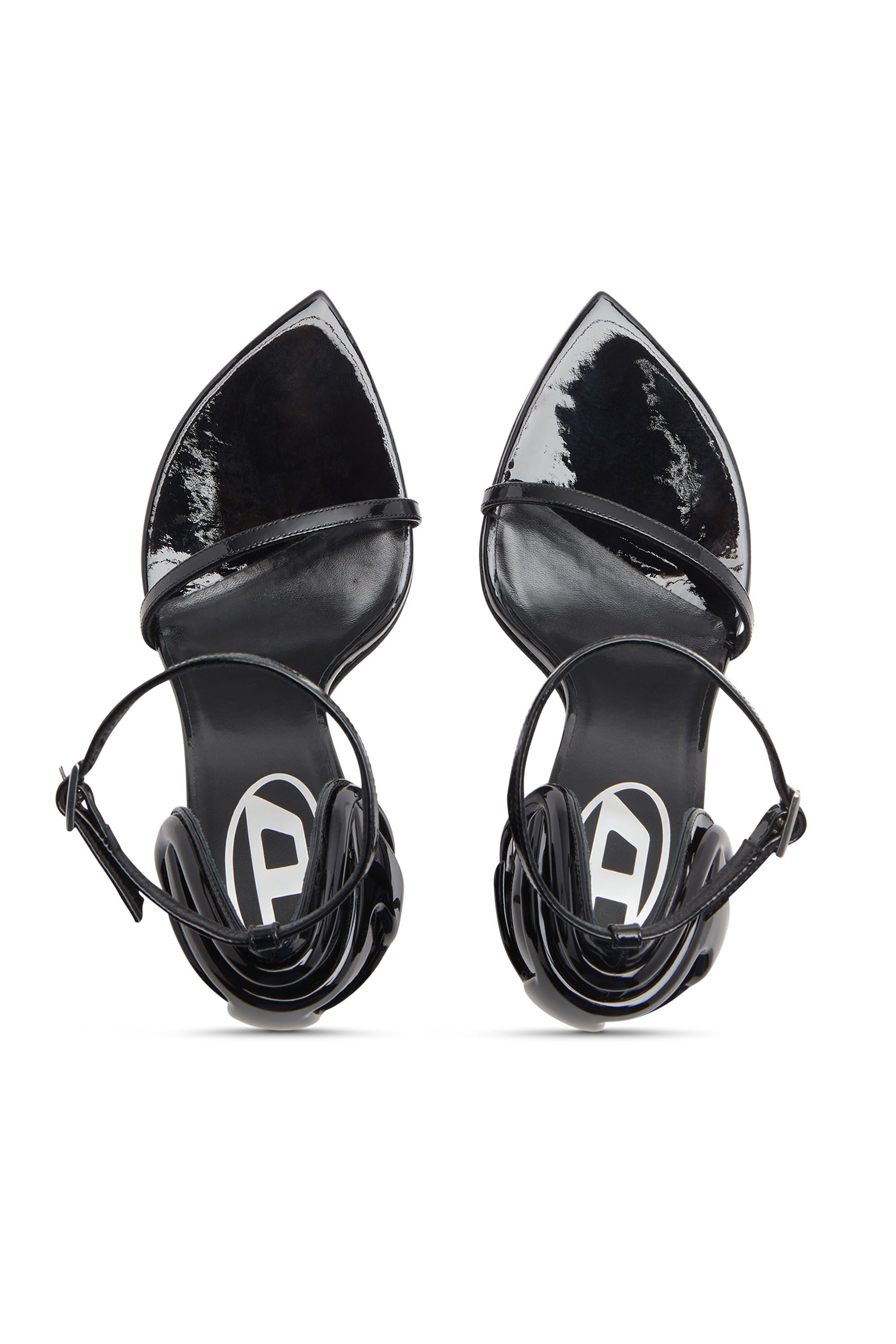 Diesel - D-TEN&HALF SANDAL, Damen D-Ten&Half-Stiletto-Sandalen aus Lackleder und Satin in Schwarz - 5