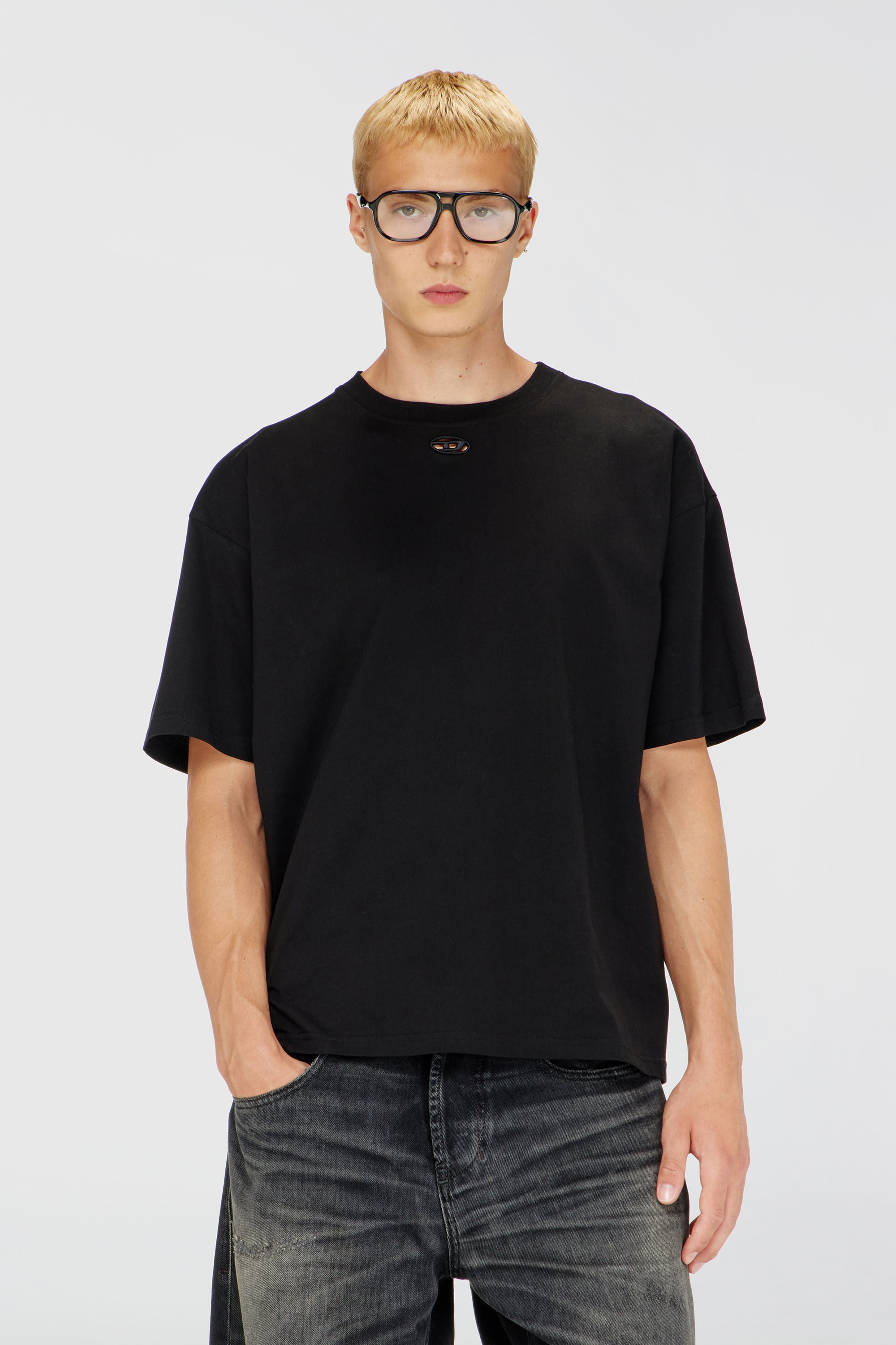 Diesel - T-BOXT-DCO, Herren Locker geschnittenes Baumwoll-T-Shirt mit Oval D Stickerei in Schwarz - 3