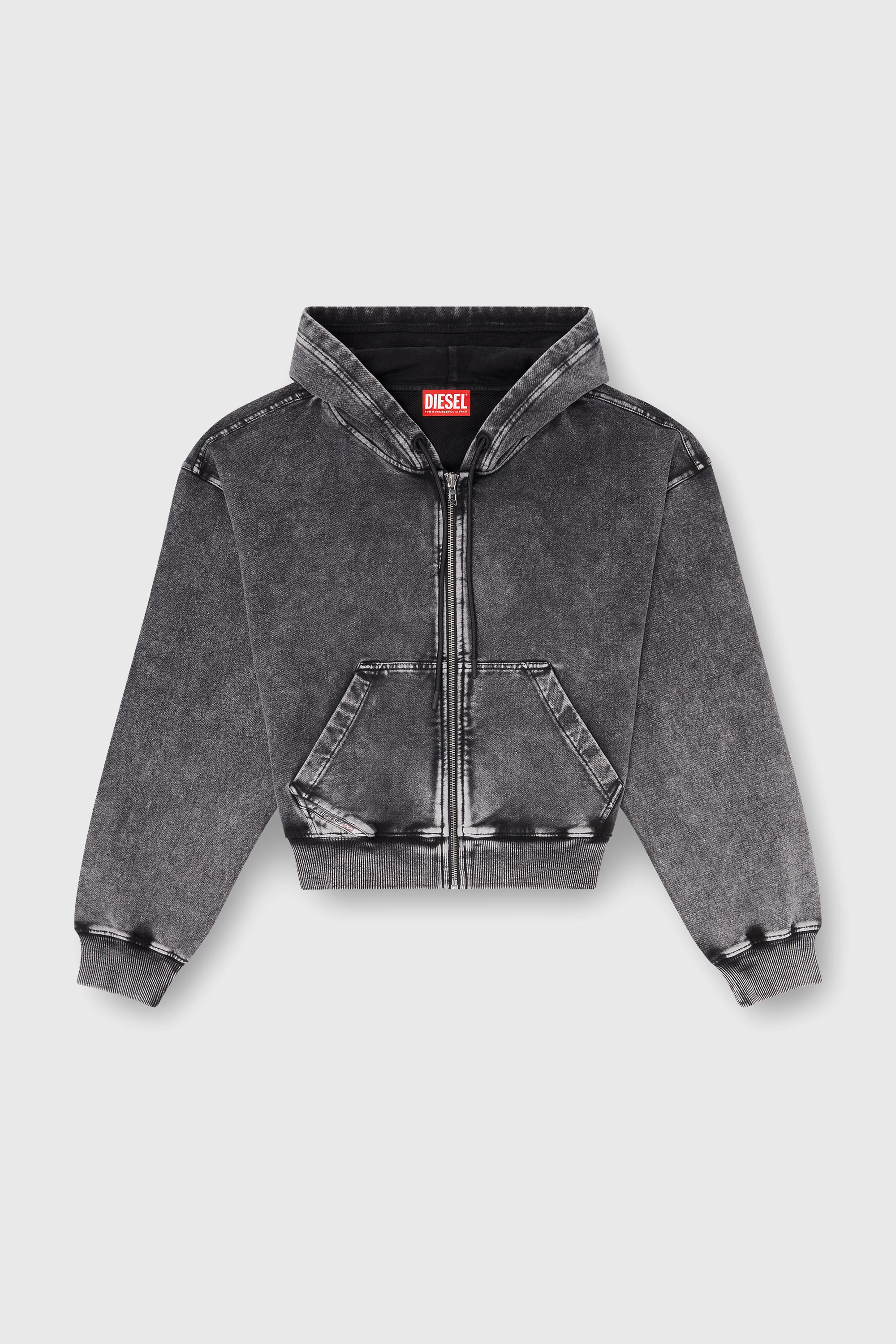 Diesel - F-ELYCY-AA2, Damen Hoodie mit Denim-Effekt in Dunkelgrau - 2