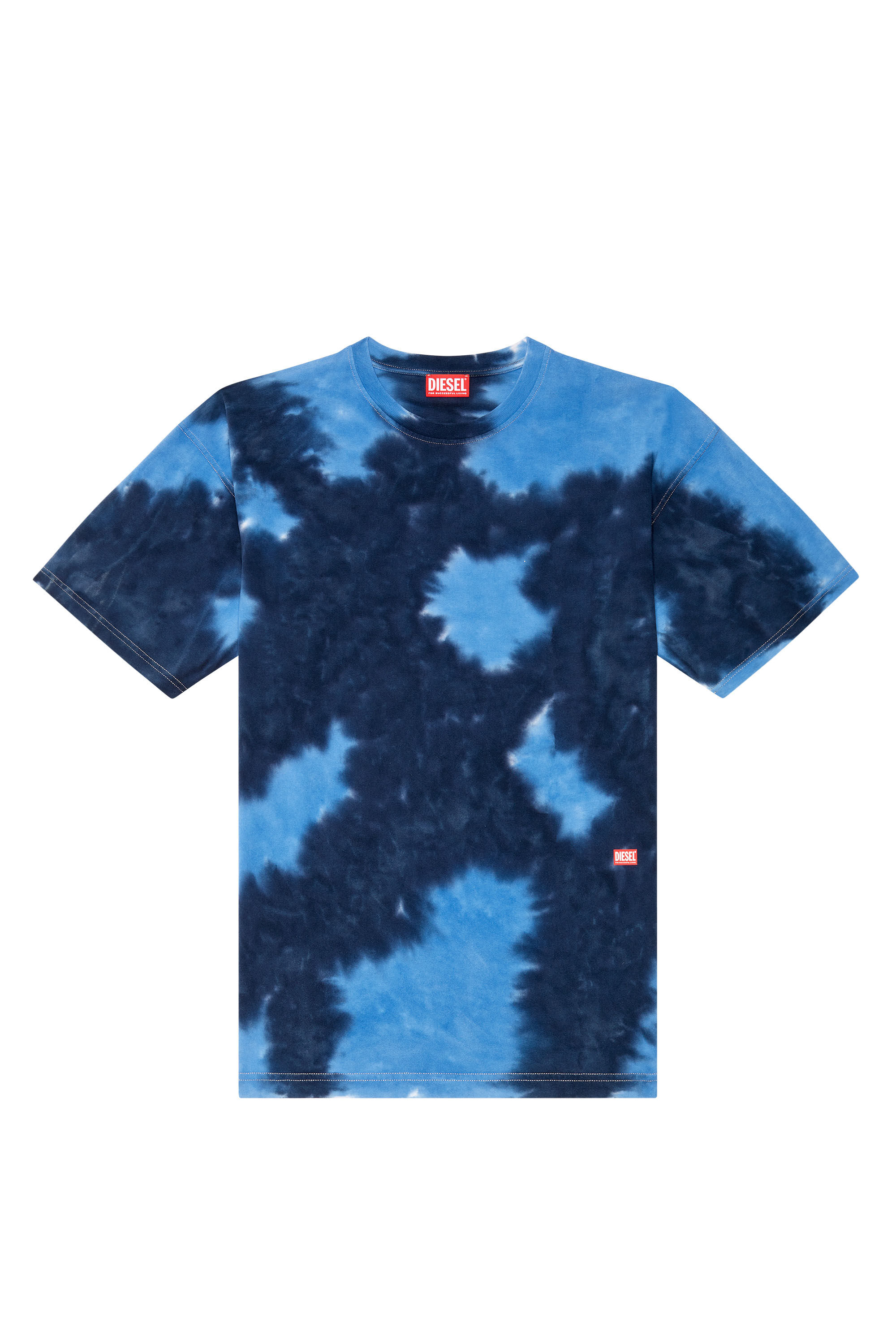 Diesel - T-BOXT-N15, Herren T-Shirt aus Jersey in Batik-Optik in Blau - 1