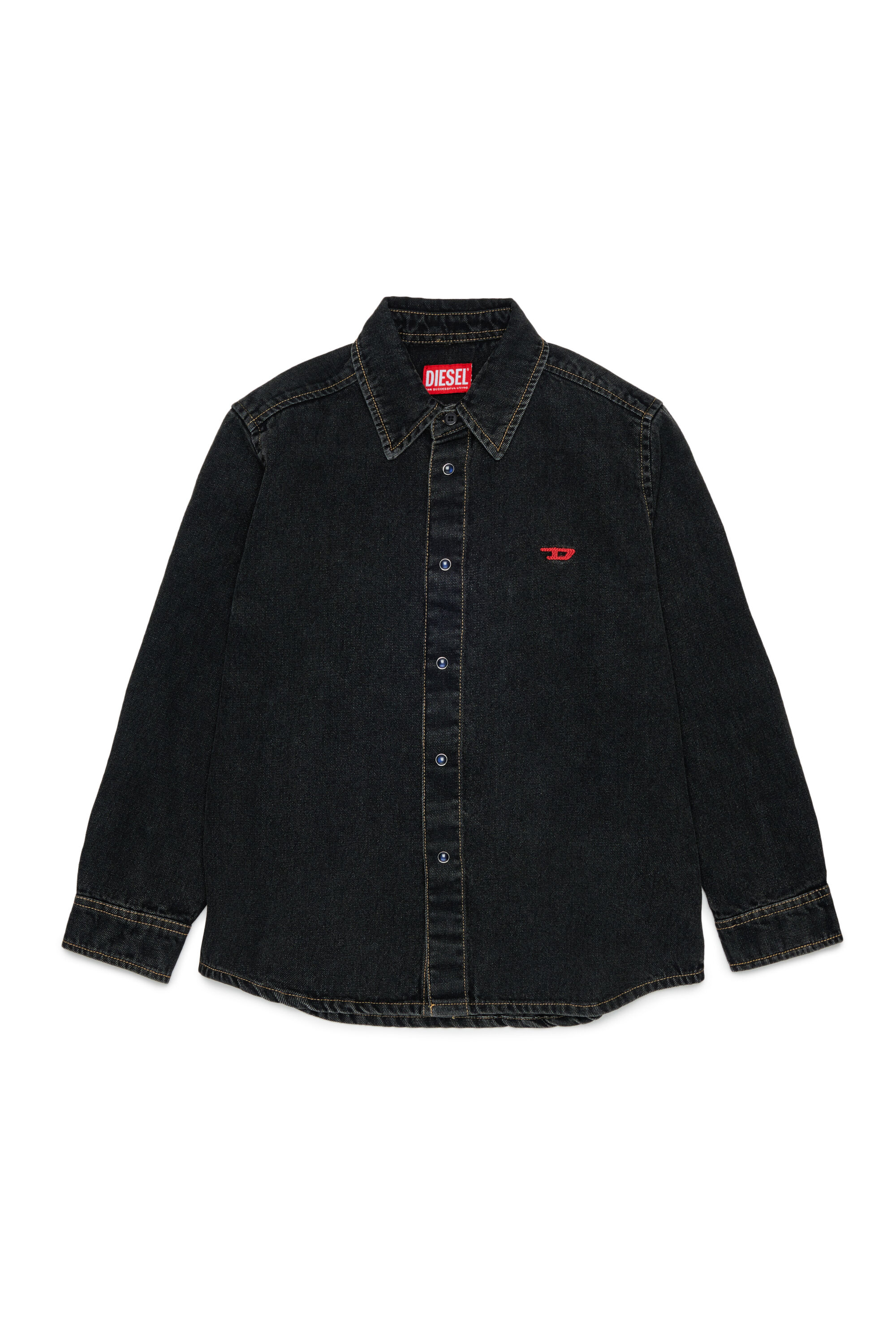 Diesel - CSIMPLY-OVER, Herren Denimhemd mit D-Logo-Stickerei in Schwarz/Dunkelgrau - 1