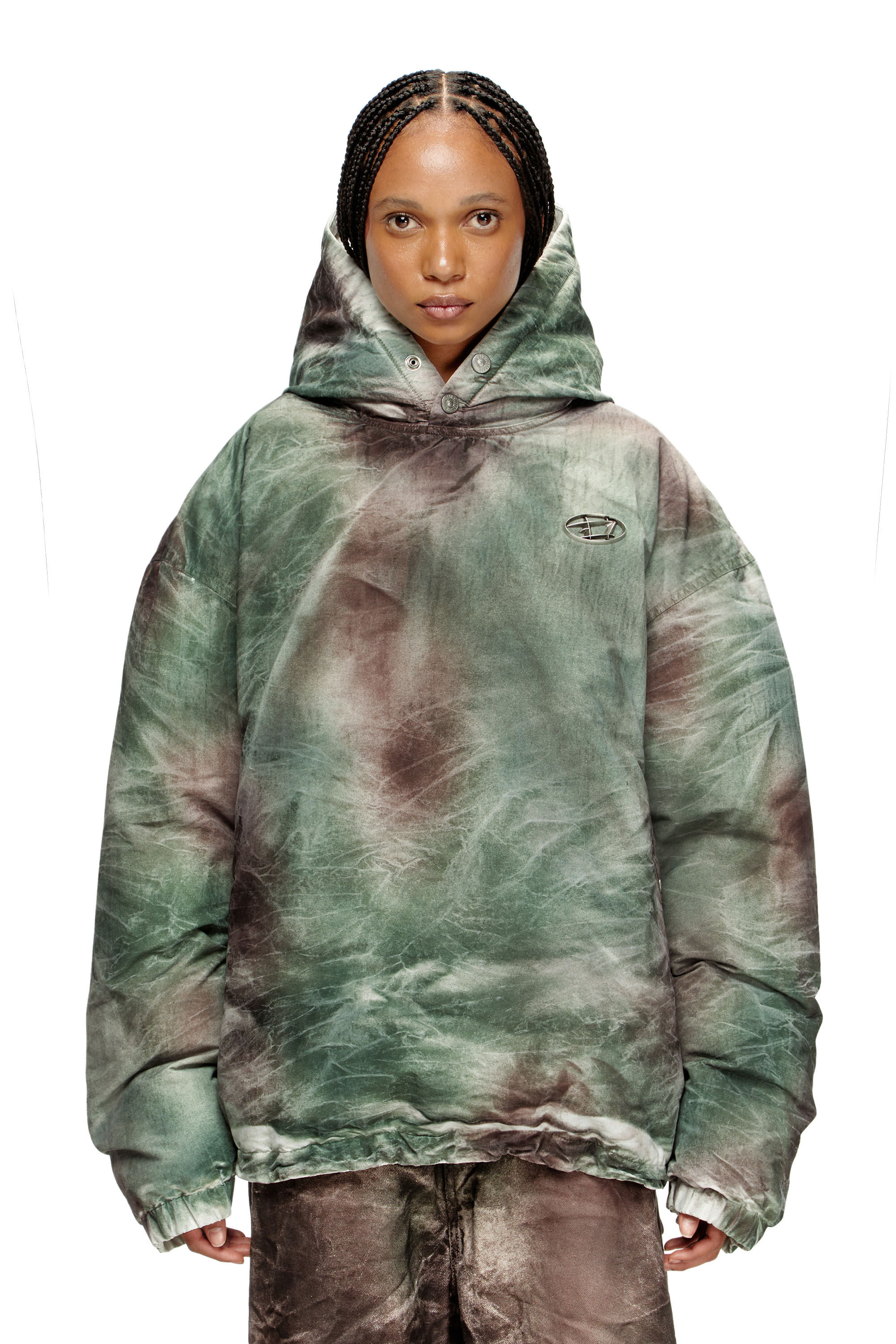 Diesel - W-THUG-JKT-PUFFY, Unisex Gesteppte Kapuzenjacke aus Tarn-Nylon in Braun/Grün - 6