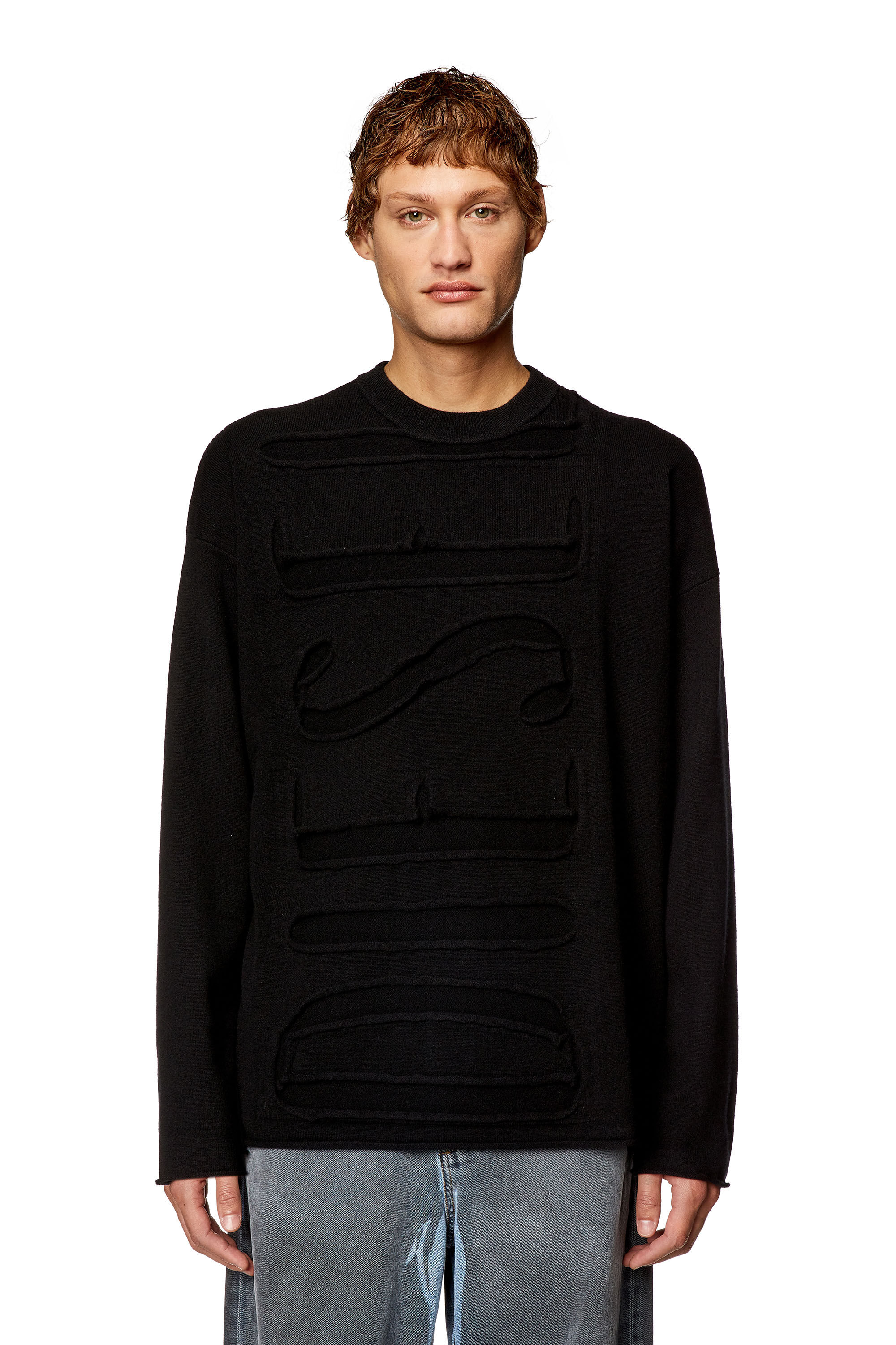 Diesel - K-FLOYD, Herren Pullover aus Wolle mit Peel-Off-Super-Logo in Schwarz - 2