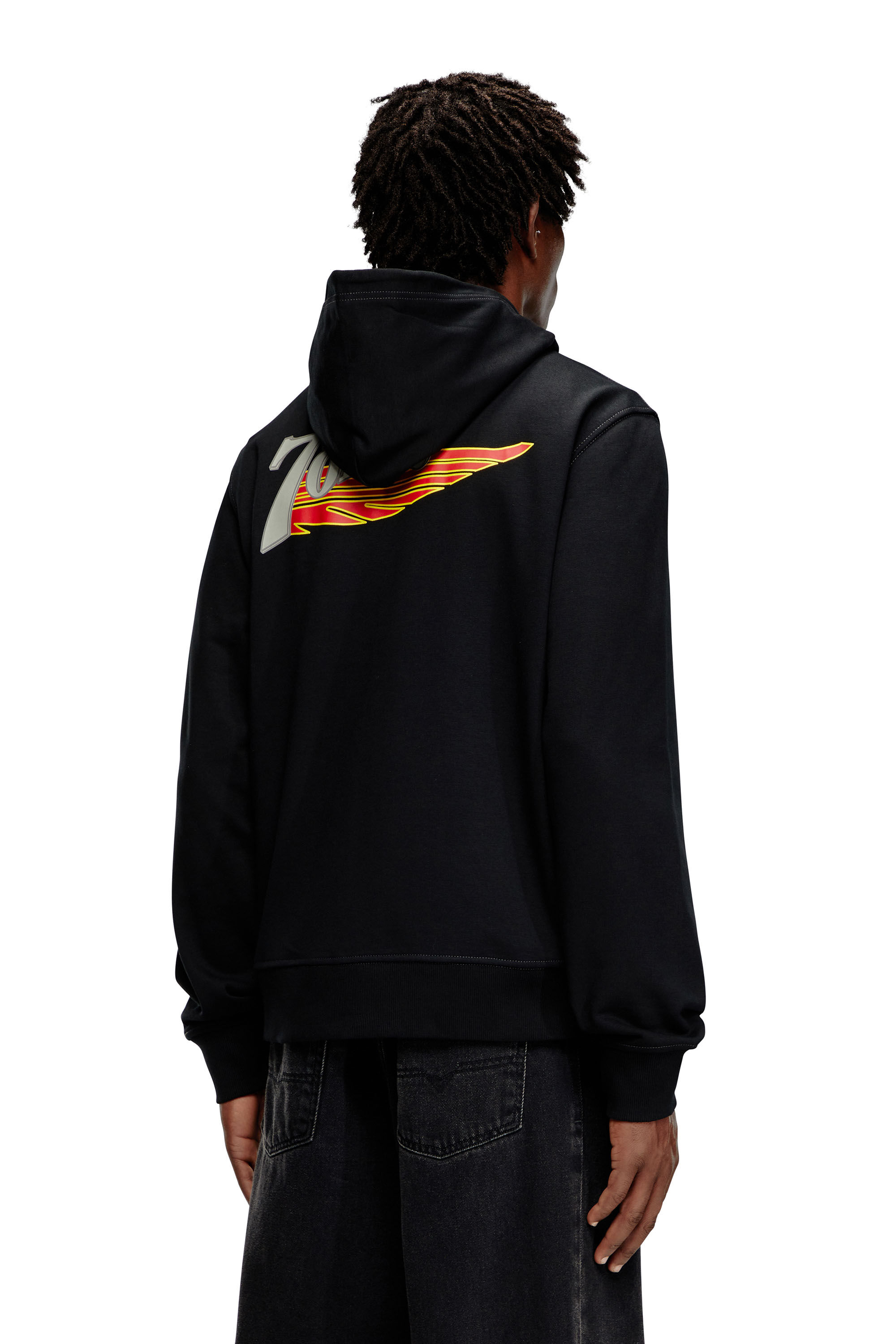 Diesel - S-GINN-HOOD-ZIP-K12, Herren Hoodie mit College-Grafik und Reißverschluss in Schwarz - 4