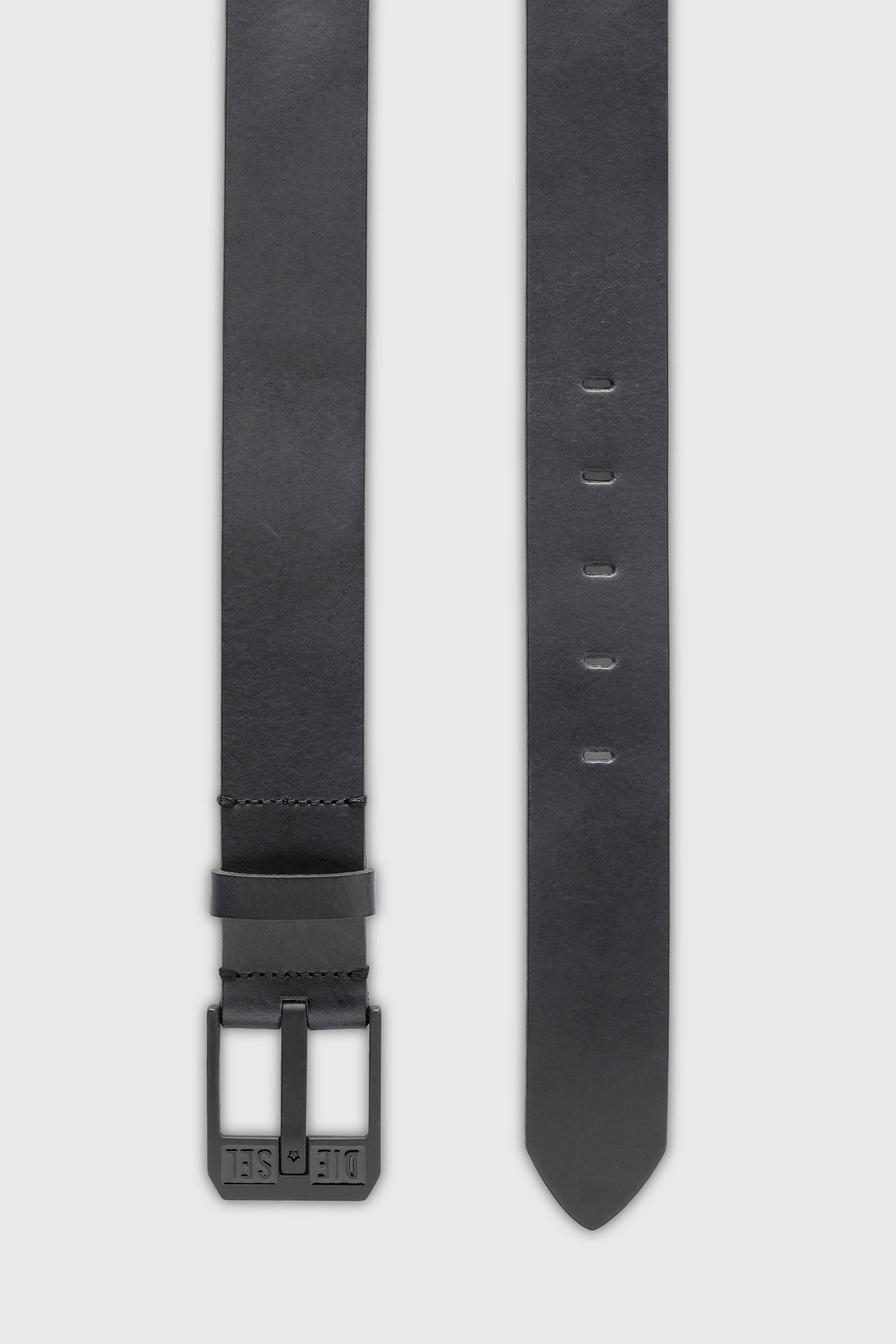 Diesel - BLUESTAR II, Herren 3.9cm G&uuml;rtel aus Leder mit Sternen-Logo-Schlie&szlig;e in Dunkelgrau - 3