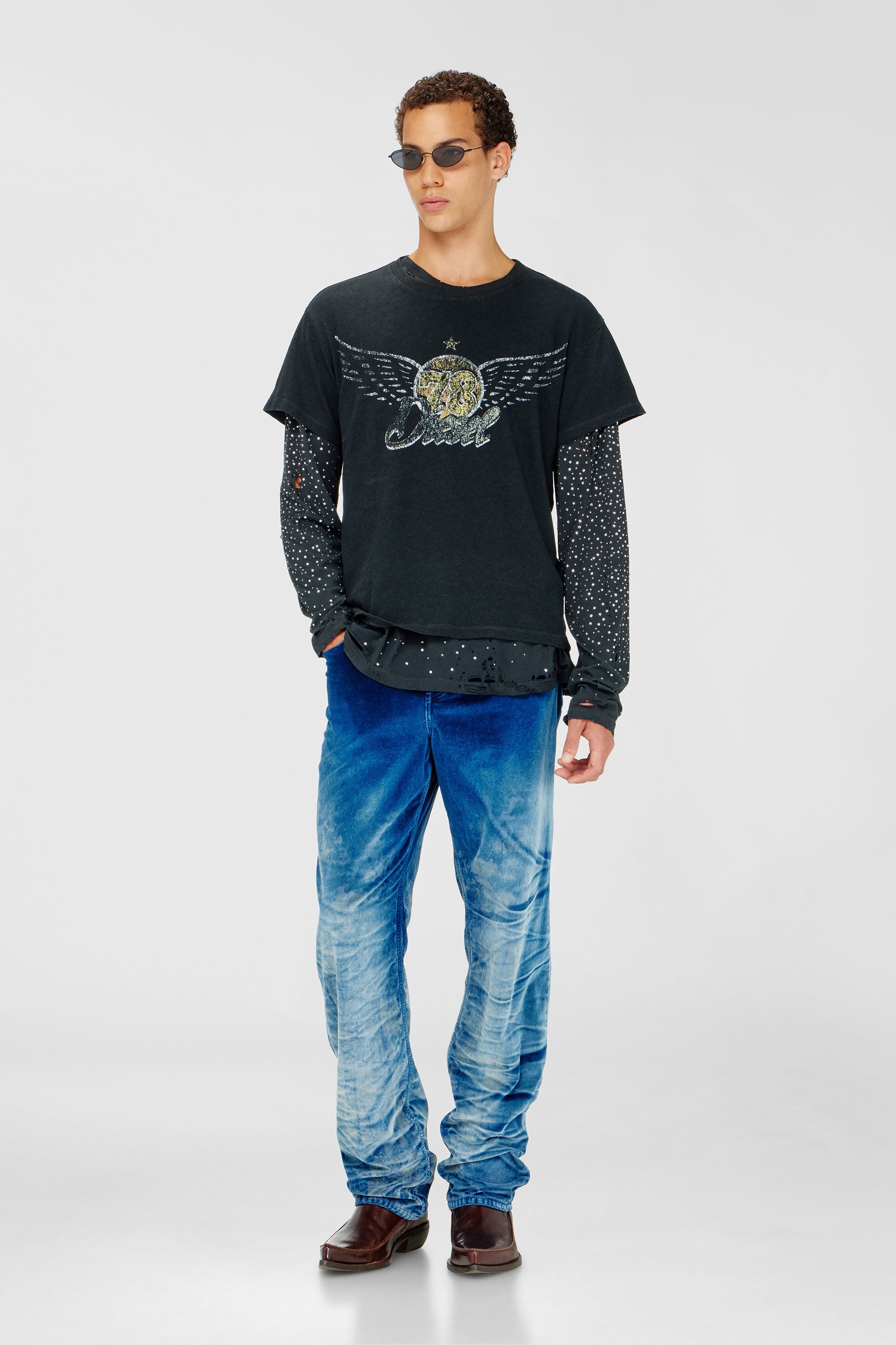 Diesel - T-GERIO-A, Herren T-Shirt aus Baumwolle-Hanf mit Konzertgrafik in Schwarz - 1