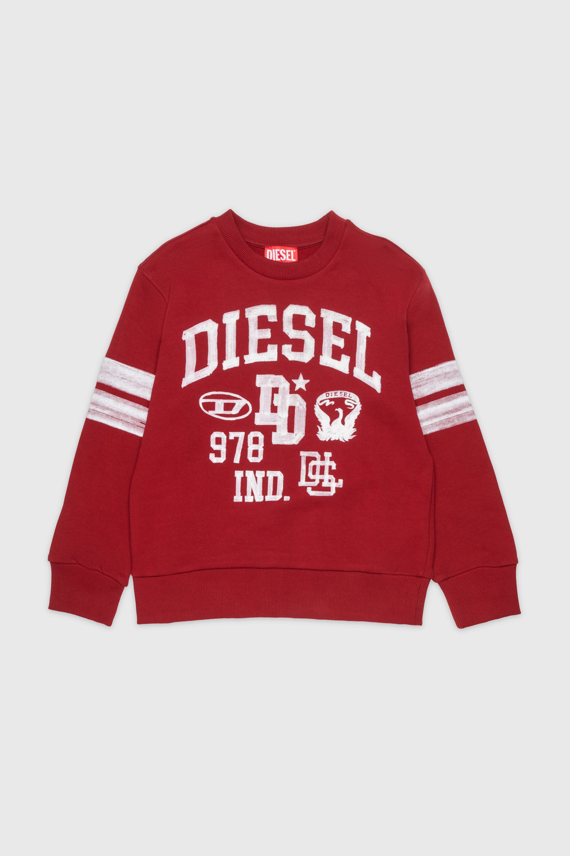 Diesel - SBAND OVER, Herren Sweatshirt mit Collegiate-Logo-Prints in Rot - 1