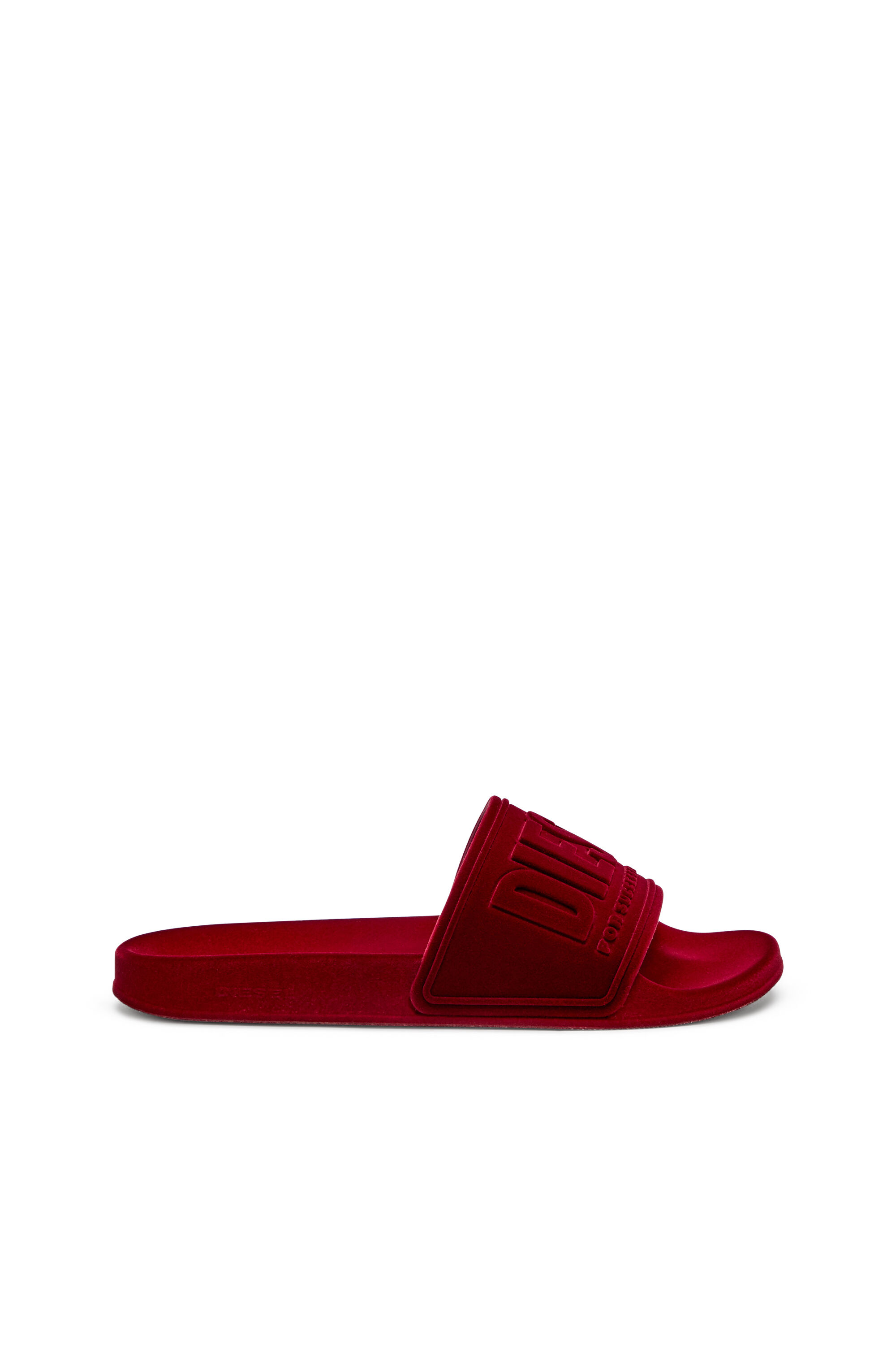 Diesel - SA-MAYEMI CC W, Damen Sa-Mayemi-Poolschlappen mit samtiger Beflockung in Rot - 1