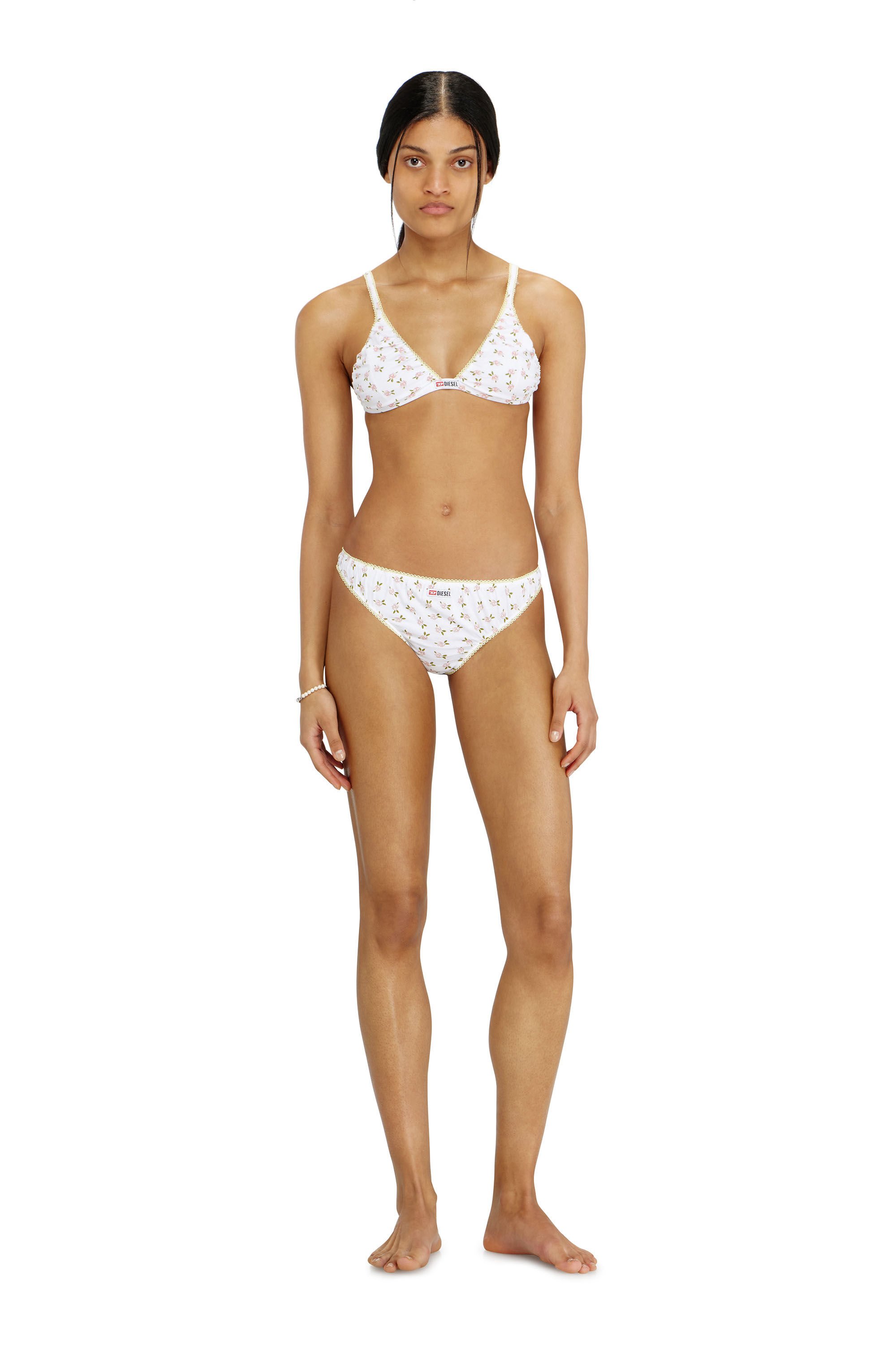 Diesel - ALEXIS-D-CORE, Damen String in Baumwolle mit all-over Blumenmuster in Wei&szlig; - 1