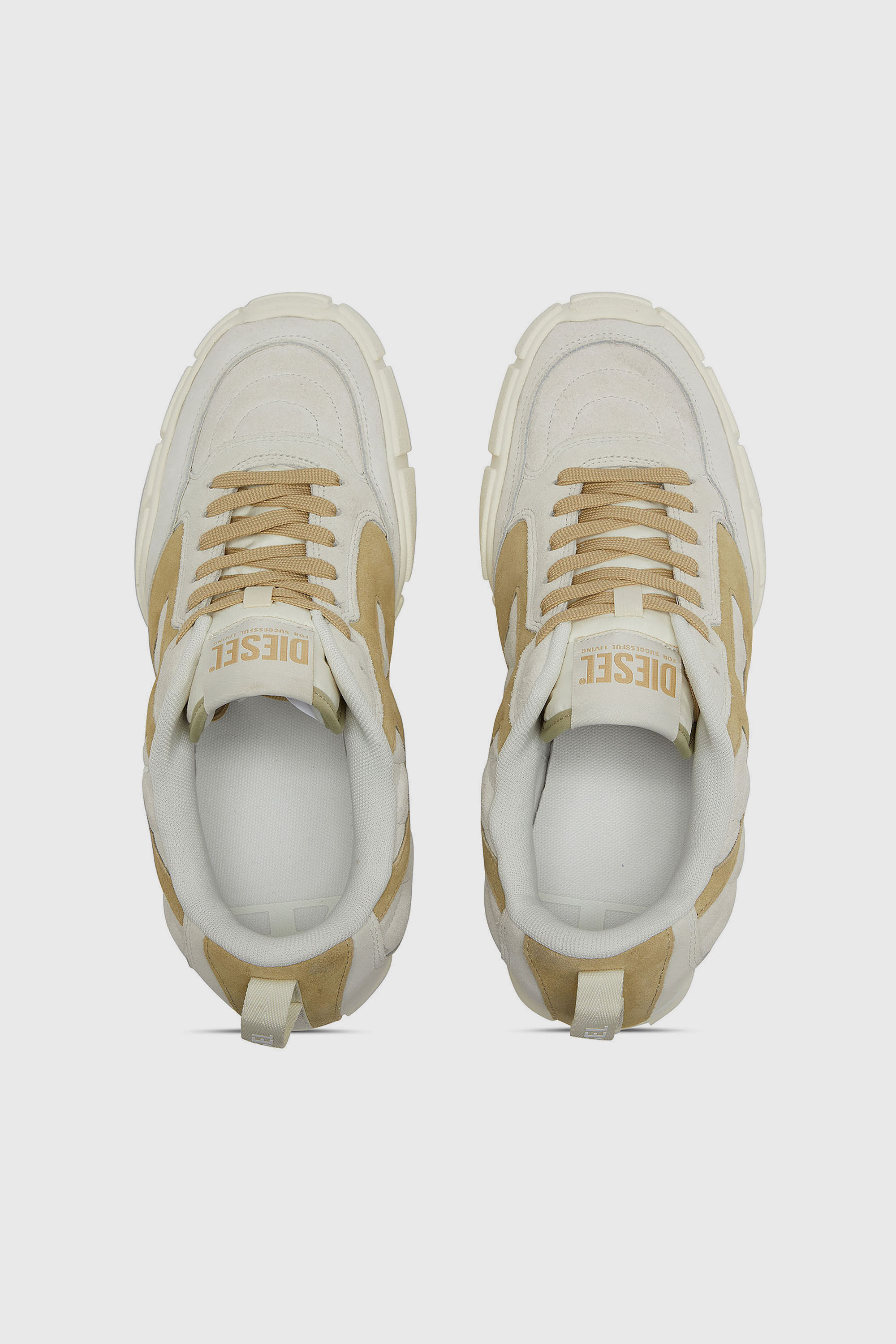 Diesel - S-PAGODHA LOW W, Damen S-Pagodha-Quilted Sneakers aus Veloursleder in Wei&szlig;/Braun - 4
