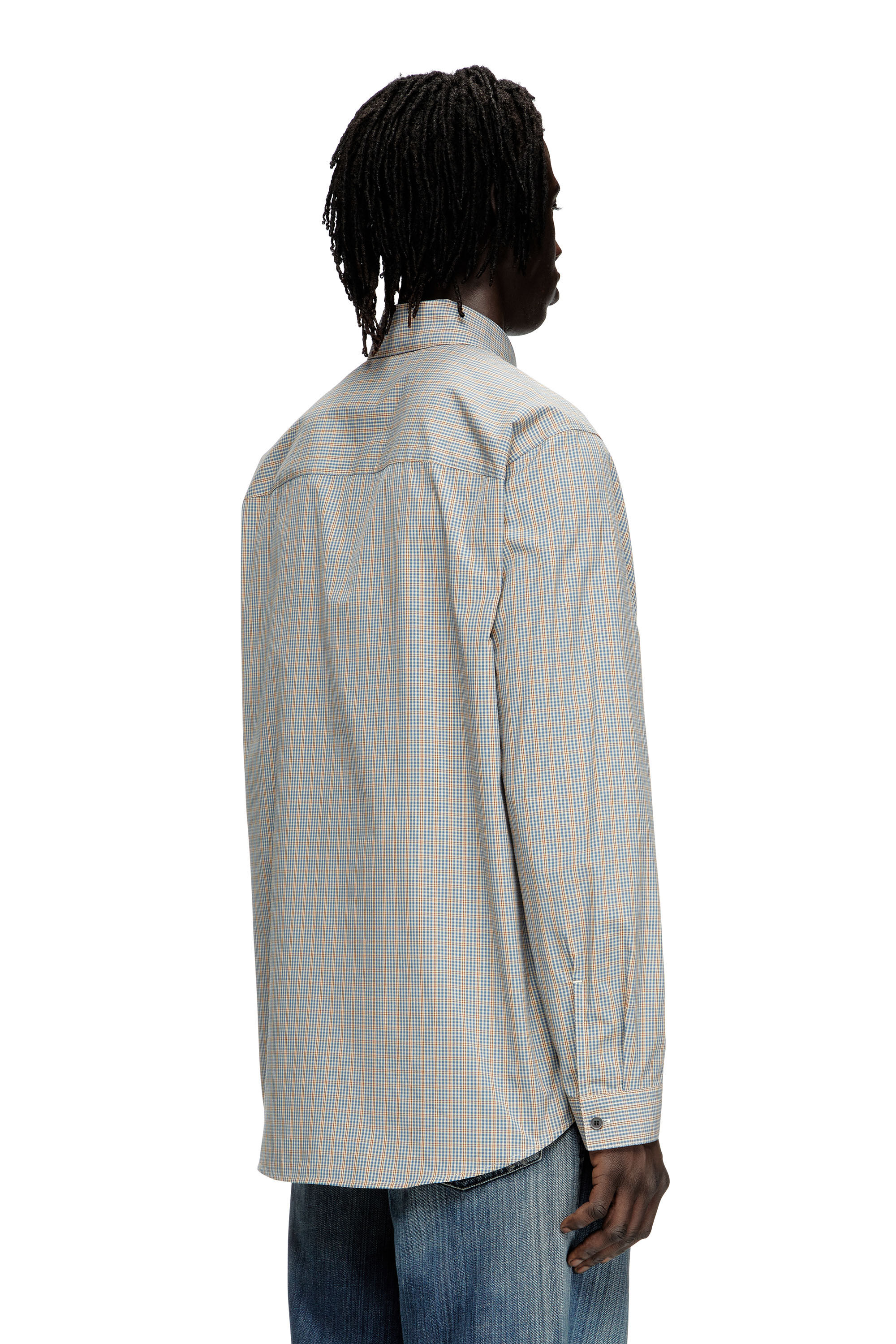 Diesel - S-SIMPLY-DLBV, Herren Karo-Shirt mit Oval D-Stickerei in Braun/Grau - 4
