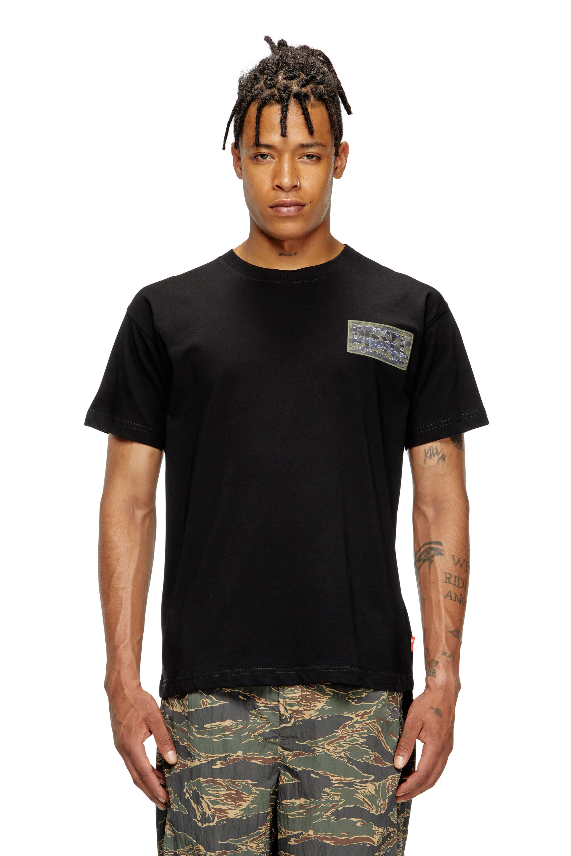 Diesel - T-NORM-T3, Herren T-Shirt mit Camo-Logo-Patch in Schwarz - 2