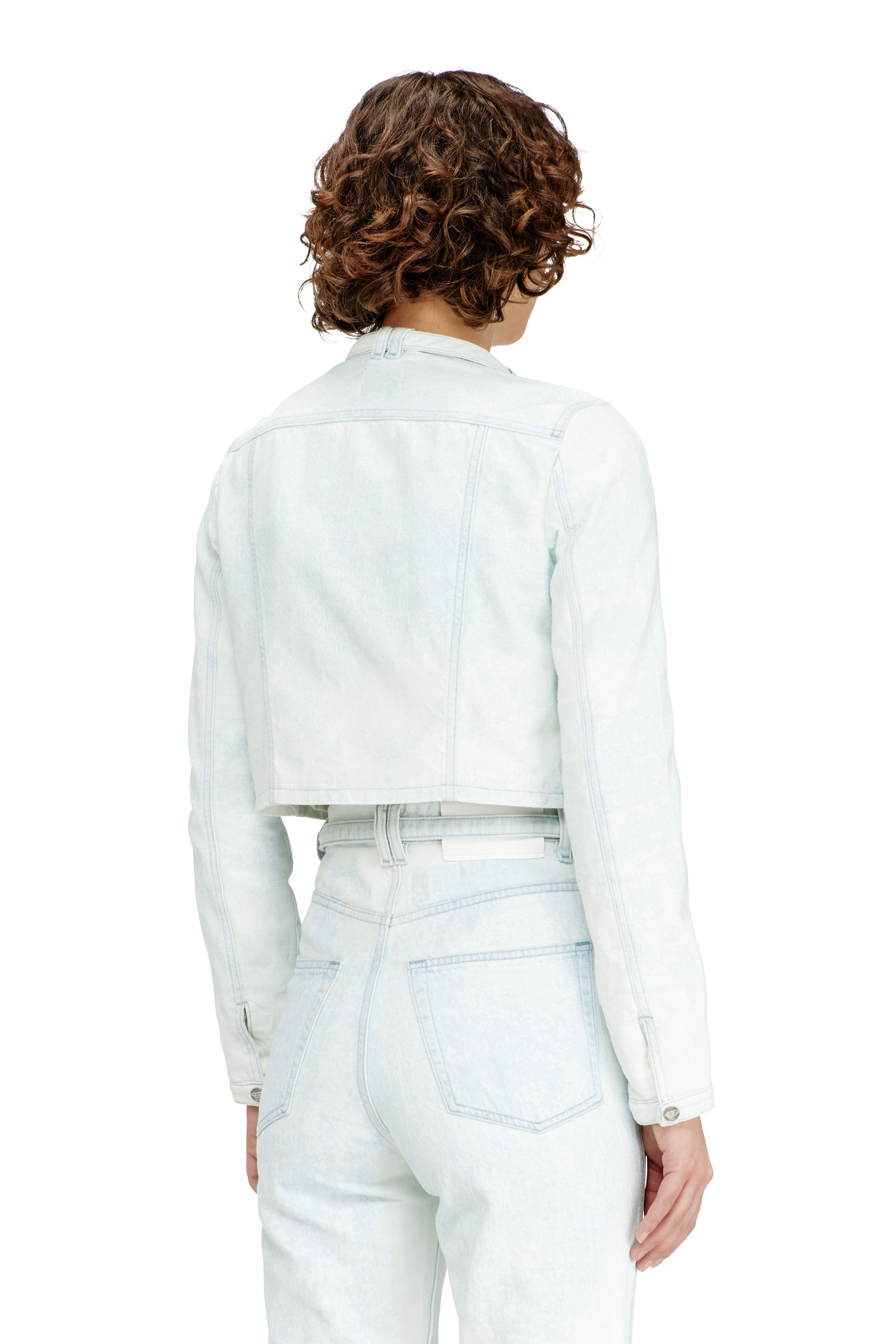 Diesel - DE-SAPHIX-FSI, Damen Kurzgeschnittene Jacke aus eisblauem Satin-Denim in Hellblau - 4