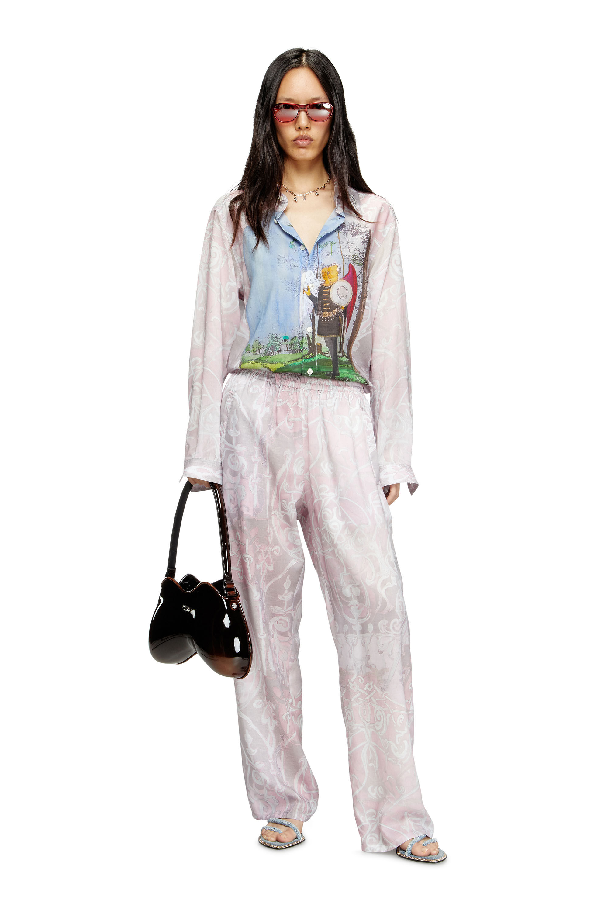 Diesel - P-THECK-A-AJFW, Unisex Trackhose mit mittelalterlichem Print in Rosa - 6