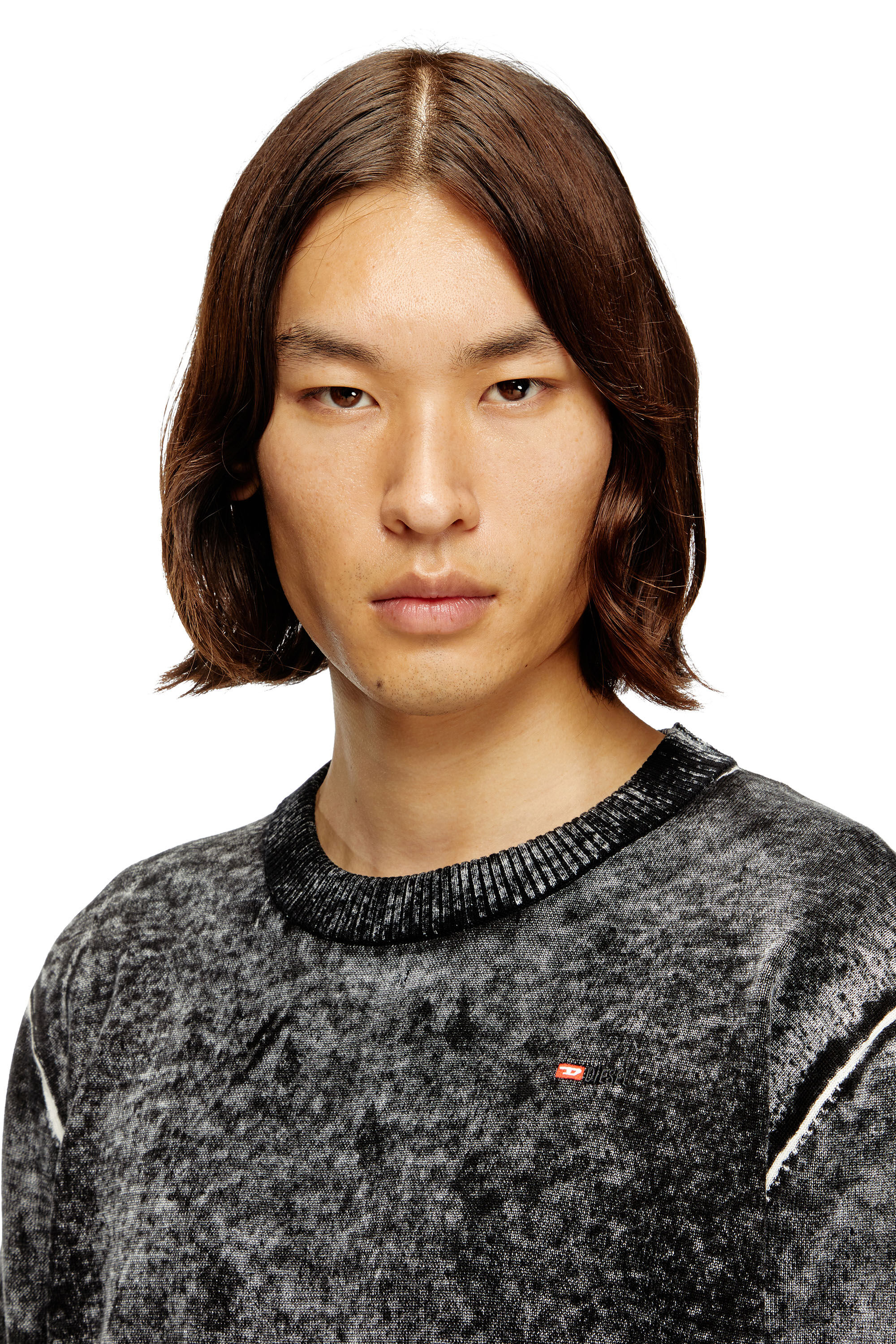 Diesel - K-LAURENT, Herren Pullover mit verblasstem Rückendruck in Grau - 5