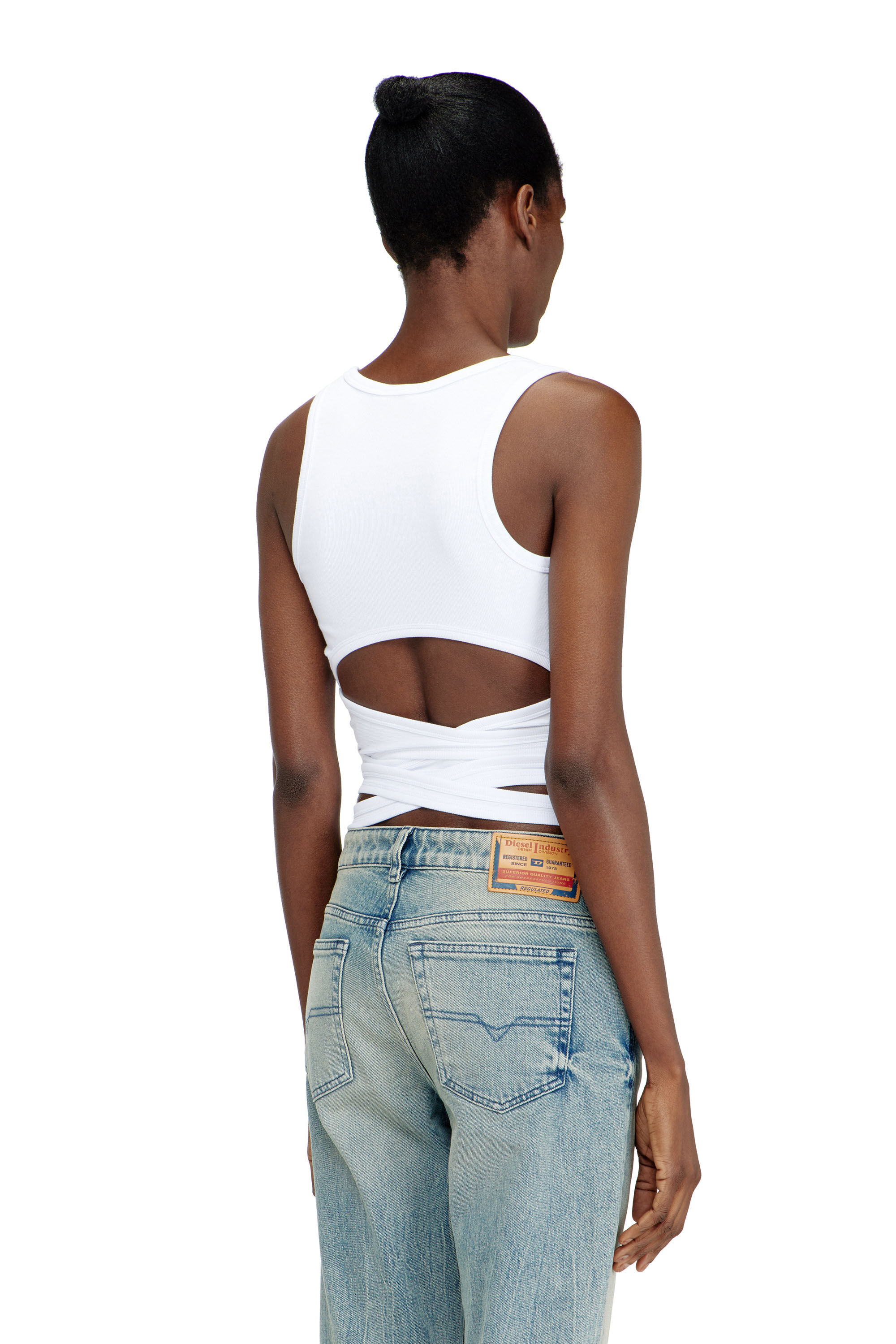Diesel - T-ANKY-TAIL-S1, Damen Crop-Top mit Wickeldesign in Wei&szlig; - 3