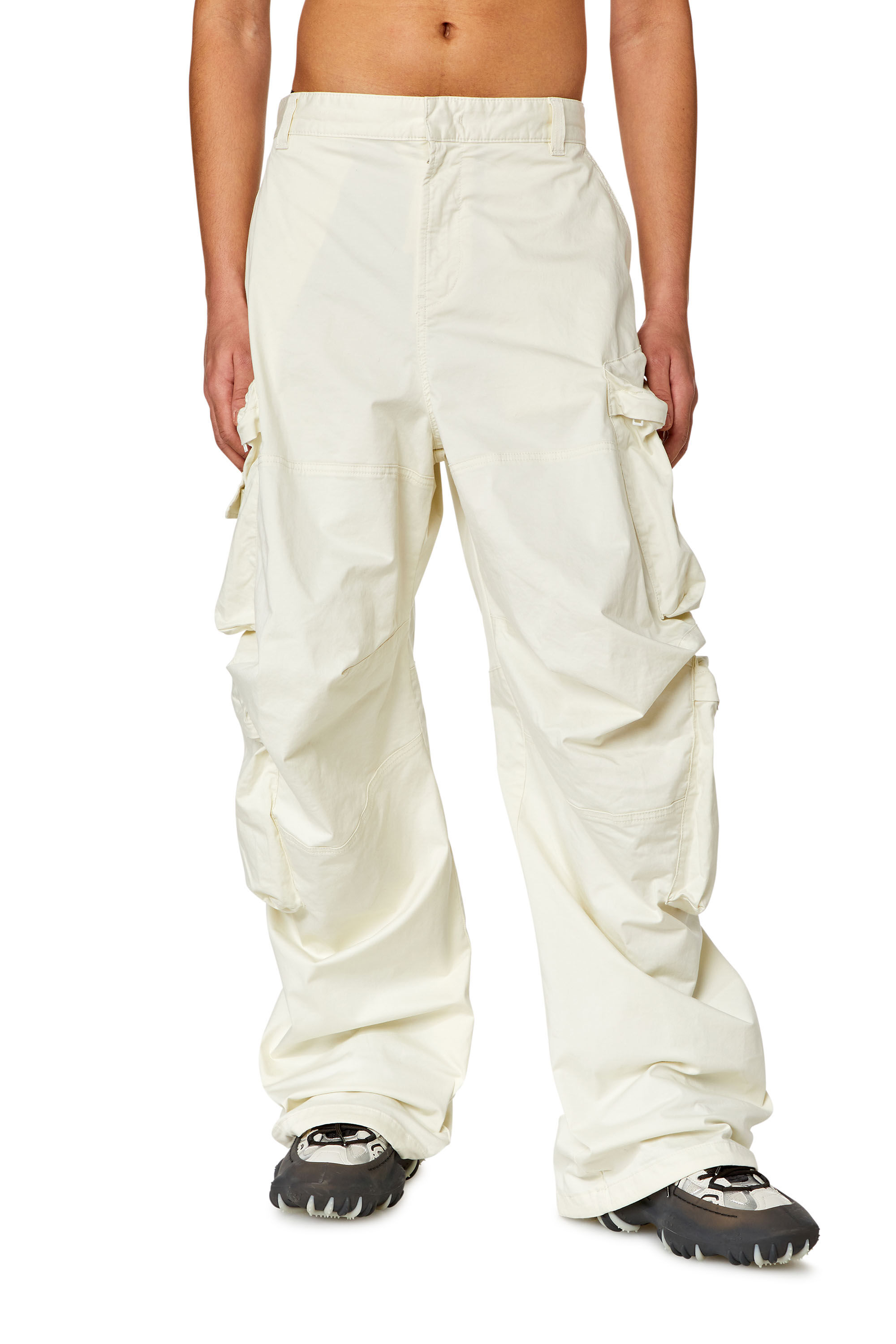 Men's Cargo pants in stretch cotton satin | White | Diesel