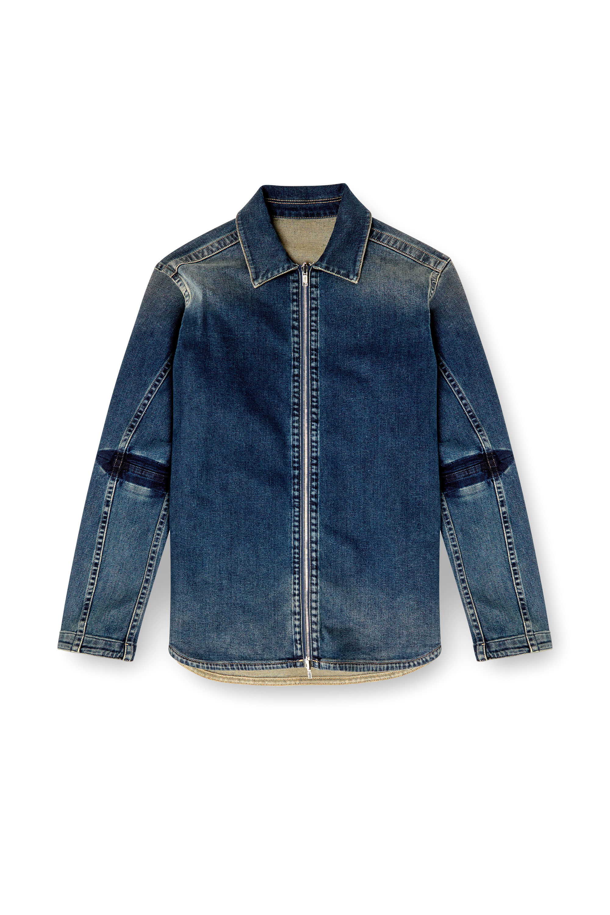Diesel - D-SIMPLY-RE, Herren Reißverschluss-Shirt aus Rehab-Denim in Dunkelblau - 2