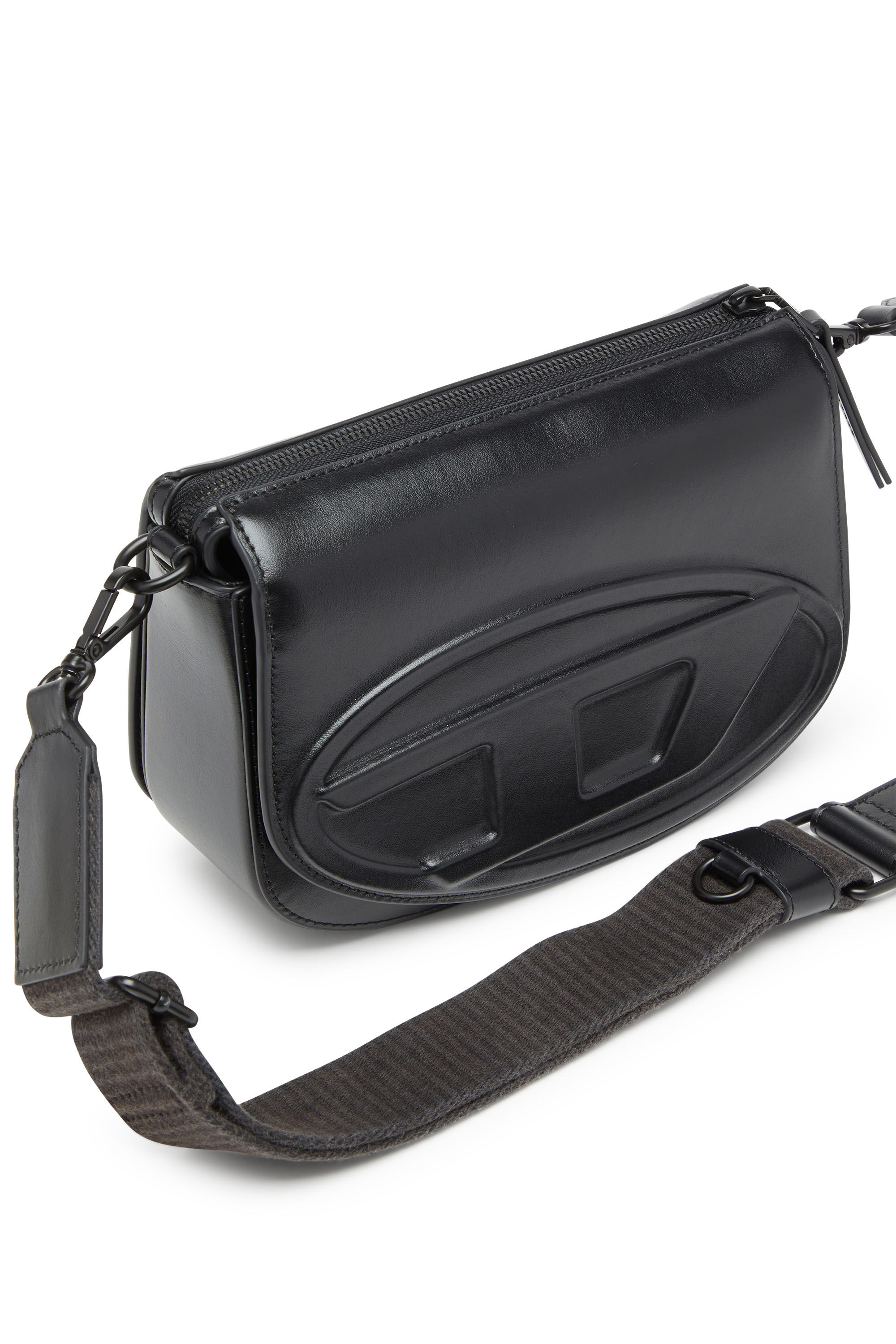 Men's Camera bag in premium leather | Black | Diesel