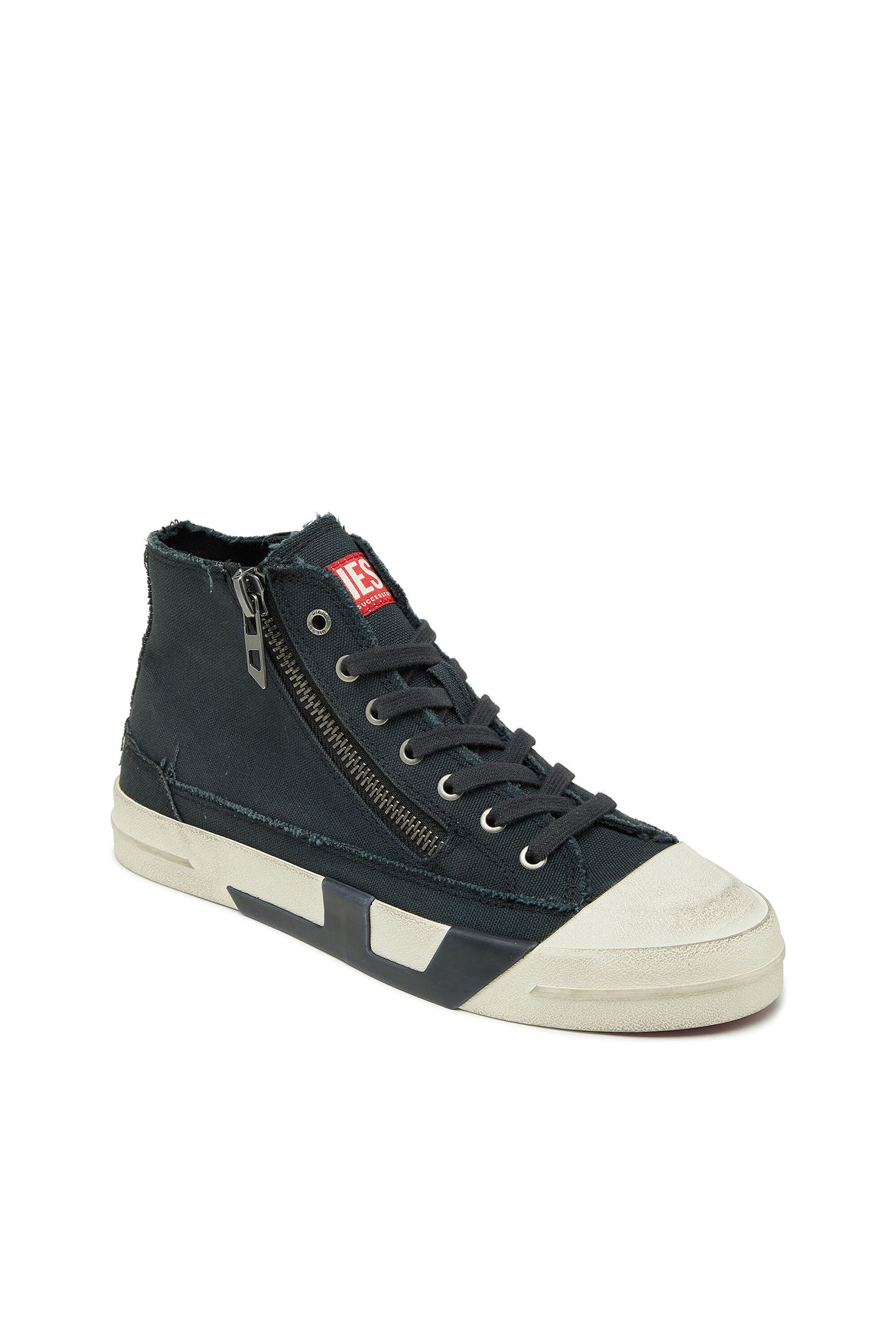 Diesel - S-D-VERSE ZIP MID II, Herren S-D-Verse - Sneakers aus ausgefranstem Canvas mit D Logo in Schwarz - 6
